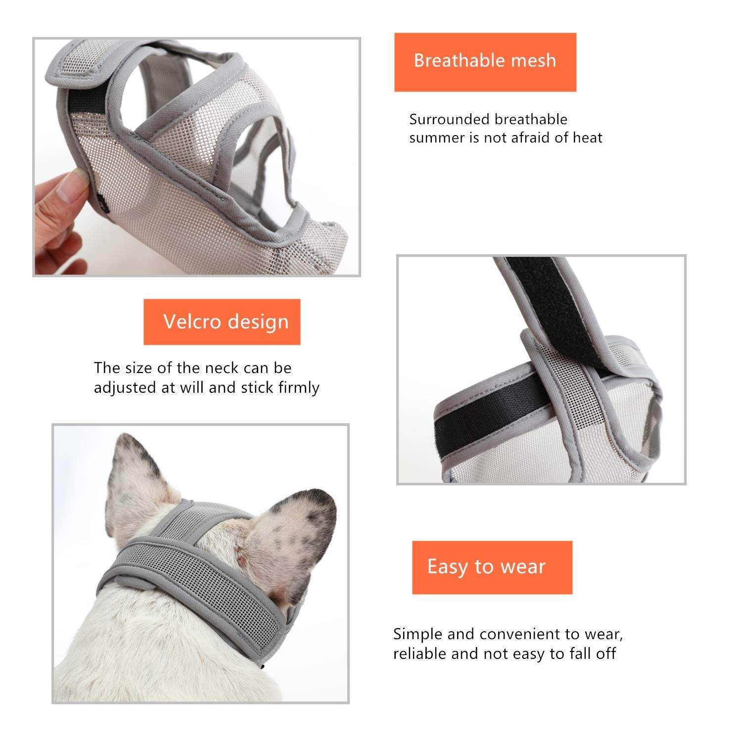 Cilkus Short Snout Dog Muzzles - Bulldog Muzzle Adjustable Breathable Mesh Dog Muzzle Can Stick Out Tongue And Drink Water Anti-Biting And Training Dog (M (16.5' -17.3'), Grey)