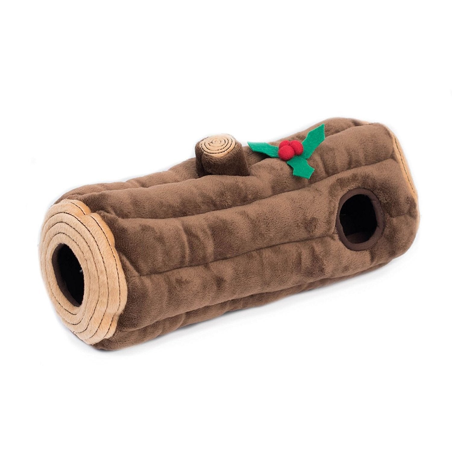 Zippypaws Burrow Puzzle Plush Dog Toy, Interactive Squeaky Toy For Enrichment, Hide And Seek Game For Small To Medium Dogs, Yule Log