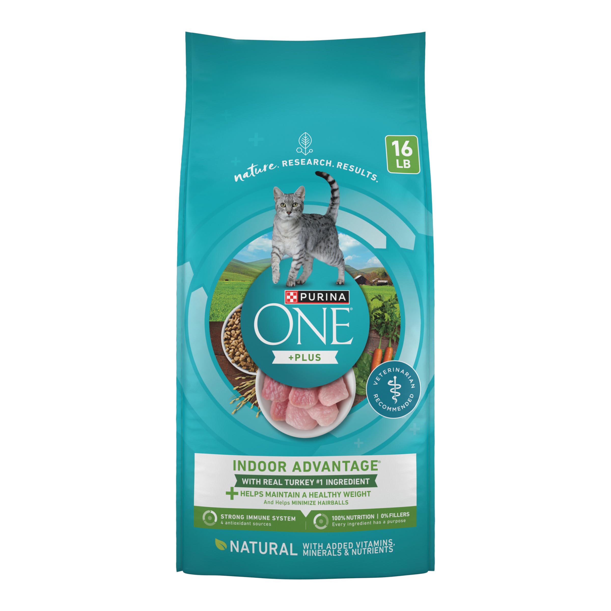 PURINA ONE Natural, Low Fat, Weight Control, Indoor Dry Cat Food, +Plus Indoor Advantage - 16 lb. Bag