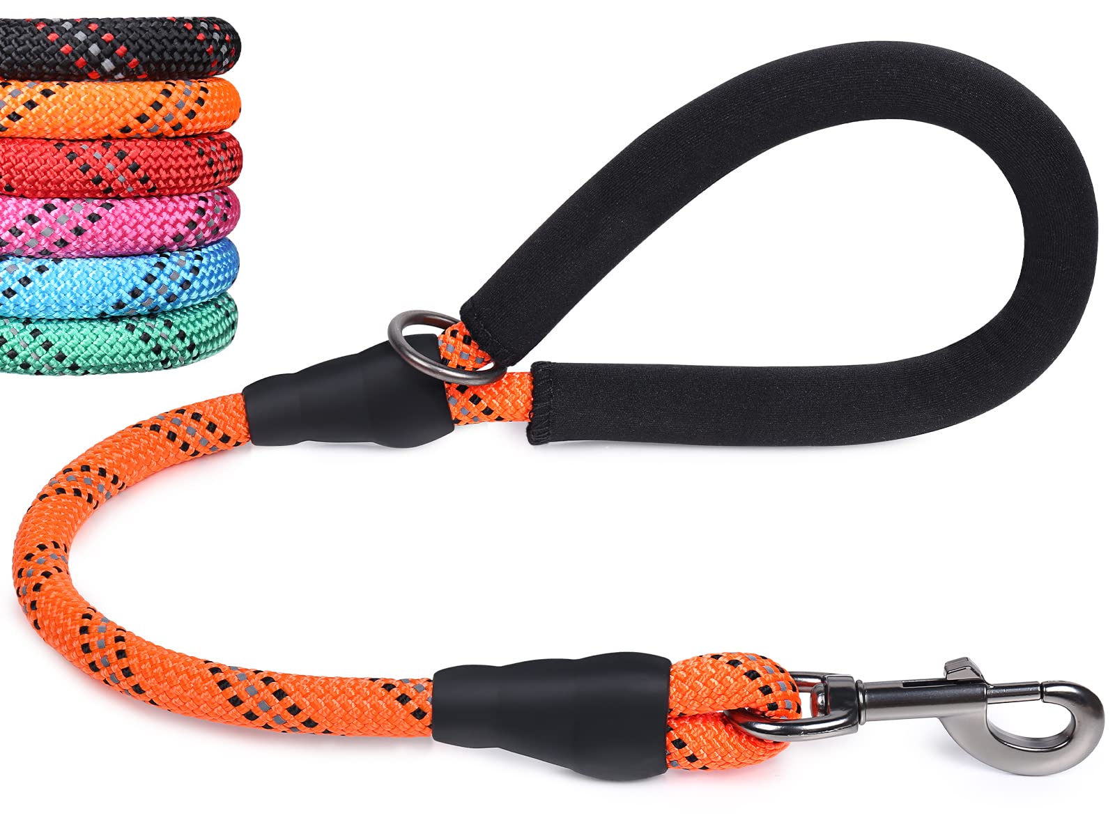 Vivaglory Short Rope Dog Leash Durable Highly Reflective Threads Training Walking Dog Traffic Leashes For Medium & Large Dogs, 2
