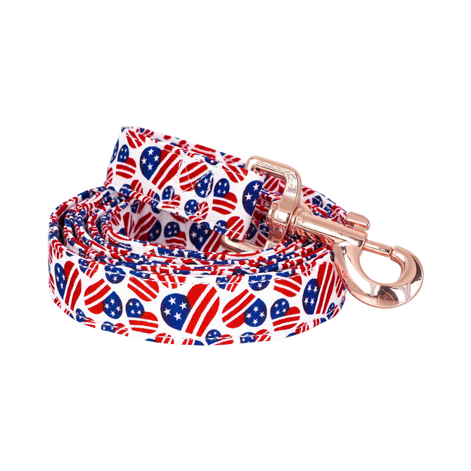 Tunkoo American Flag Dog Leash Super Cute Heart, Durable And Stylish Pet Leash With Metal Buckle, Available In Small, Medium, La