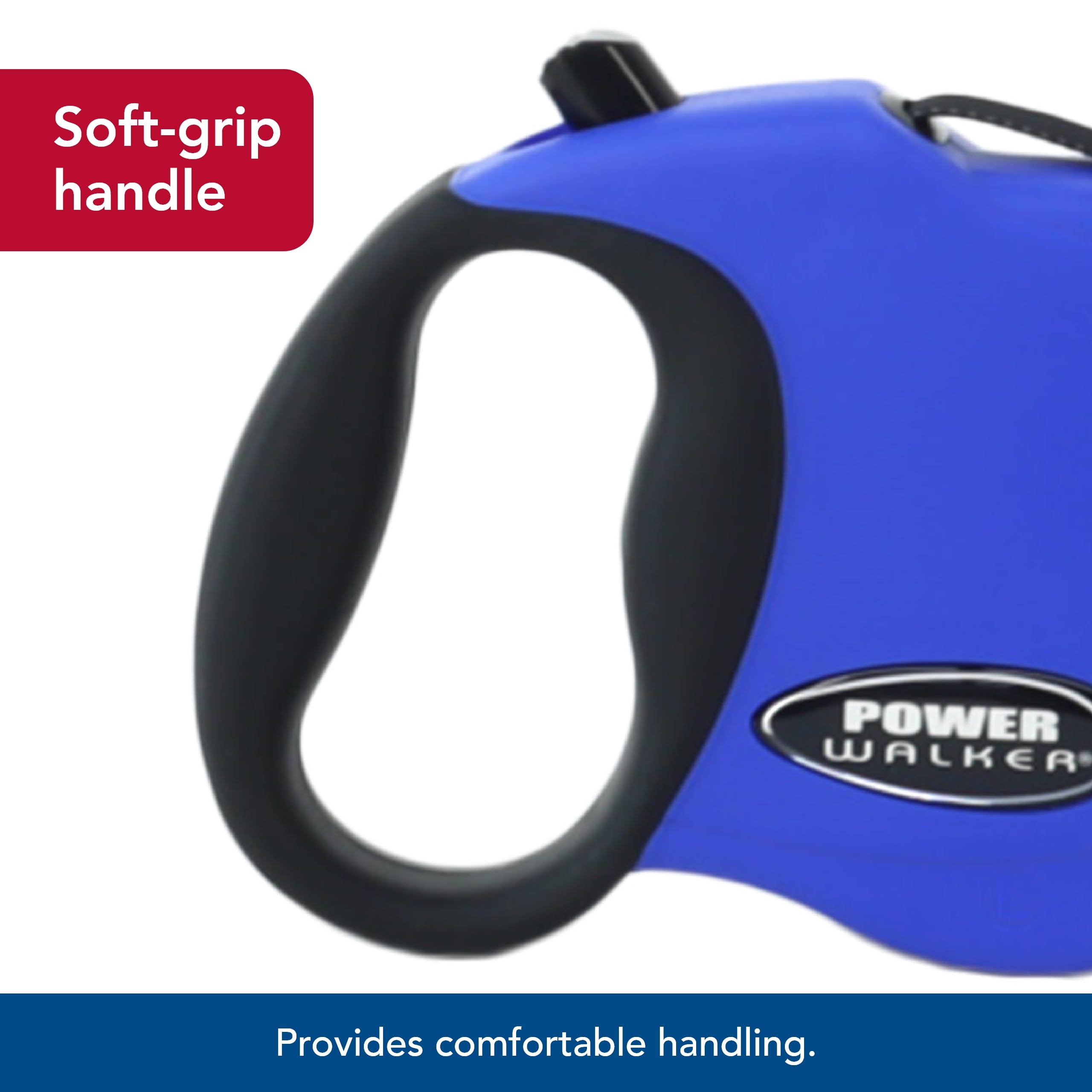 Coastal Pet Power Walker Dog Retractable Leash - Reflective Dog Leash - Stop-And-Release Control Button - Comfort Grip Handle - Blue - Large