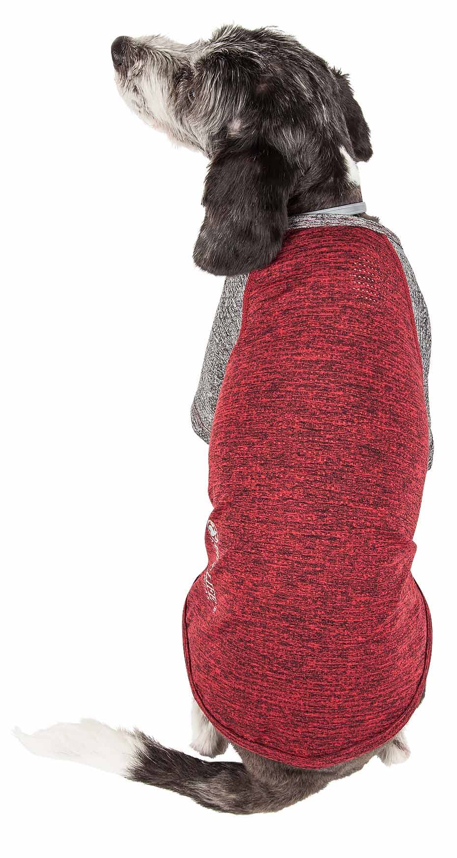 Pet Life Active Hybreed 4-Way Stretch Two-Toned Performance Dog T-Shirt, Medium, Maroon