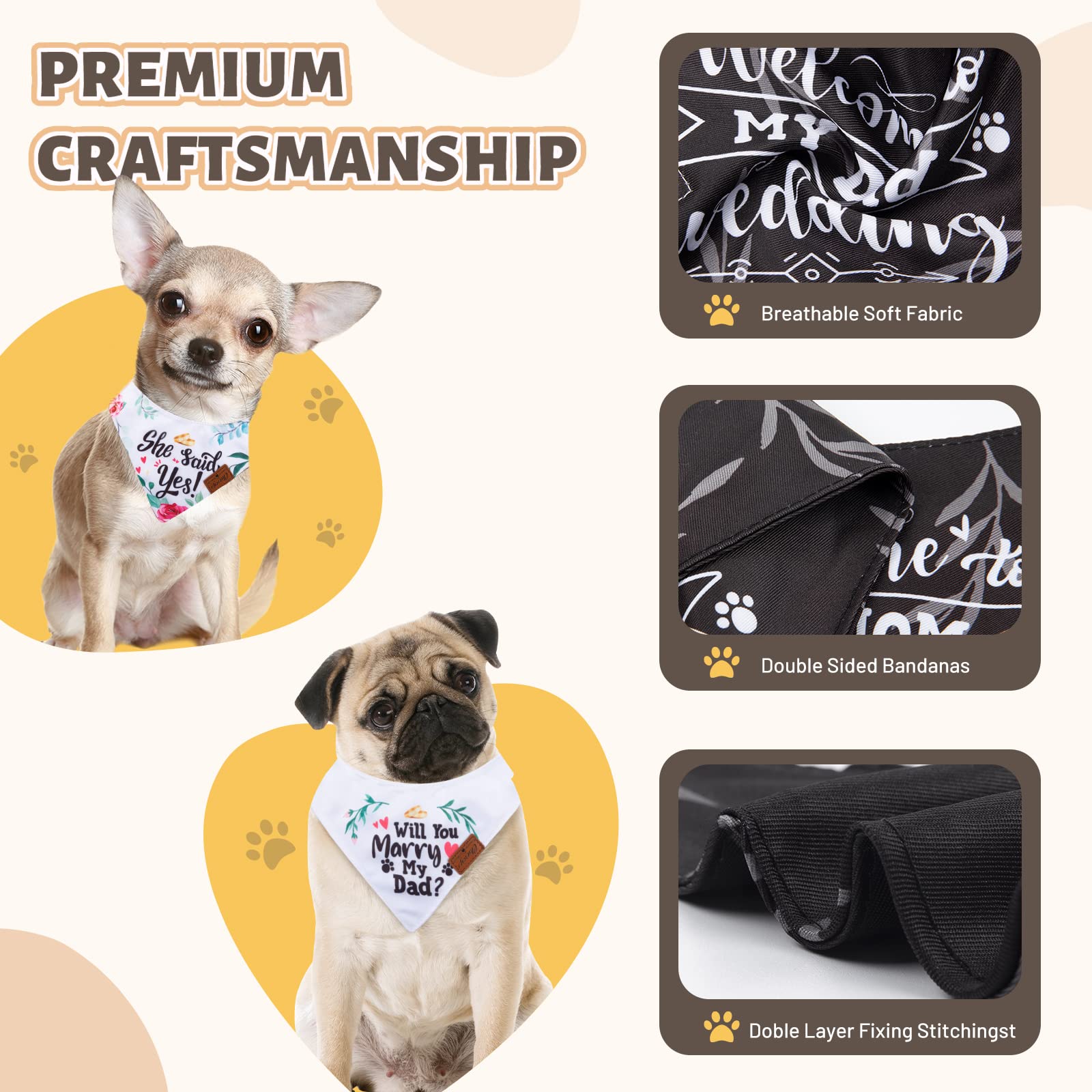 Charcy Bandanas 4 Pack, Fall Dog Bandana For Boy Girl Holiday Birthday, Adjustable Durable Scarf, Unique Design - Marry Small