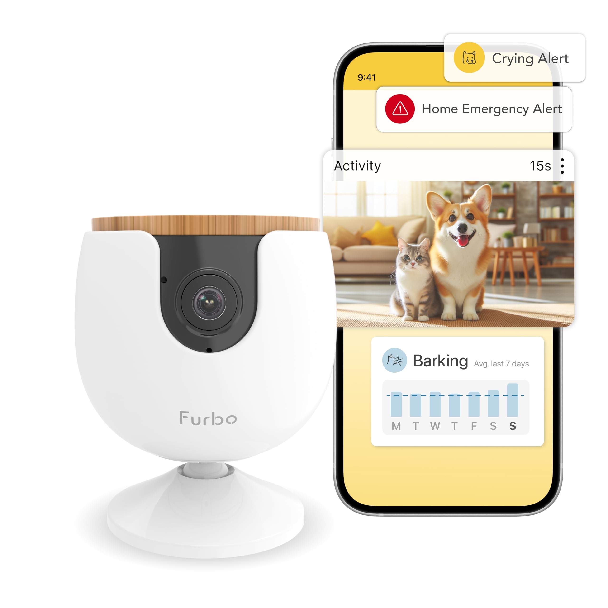 Furbo Mini New Pet Camera + Nanny Bundle: Home Security & Cat, Dog Safety Alerts, Pet Camera With Speaker, Smart Home Indoor Cam W Phone App & Night Vision (Additional Subscription Required At Setup)