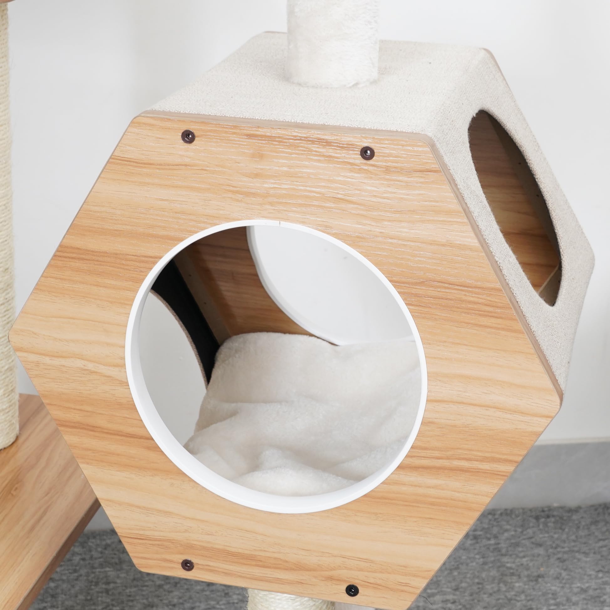 Petpals Wagon Style-Minimalist Design, Wooden, Medium Cat Tree (Beige)