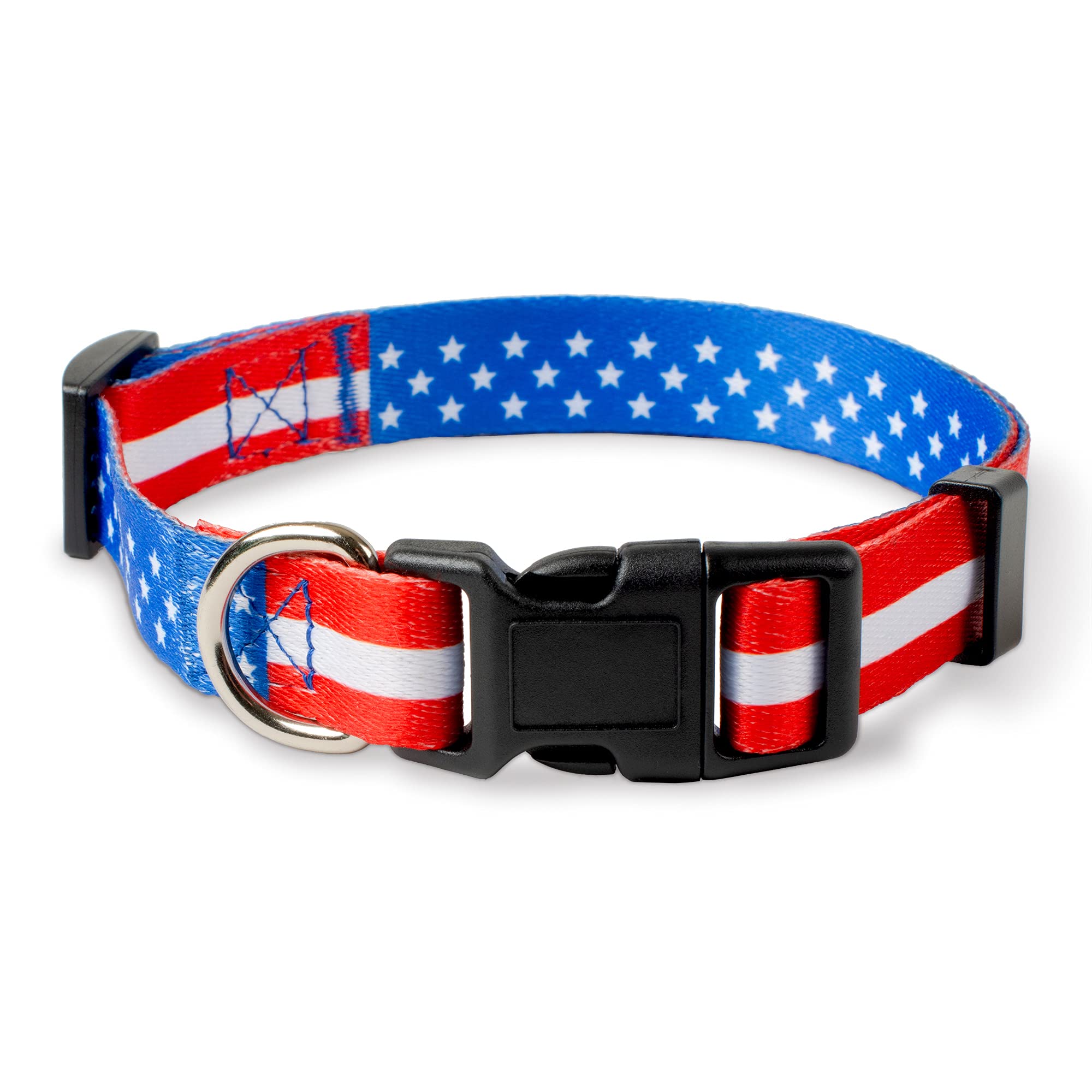 Native Pup American Flag Dog Collar- Red White And Blue- Patriotic Collars For 4Th Of July, Usa- Adjustable Small, Medium, Large Breed Dogs (Large, Flag I)