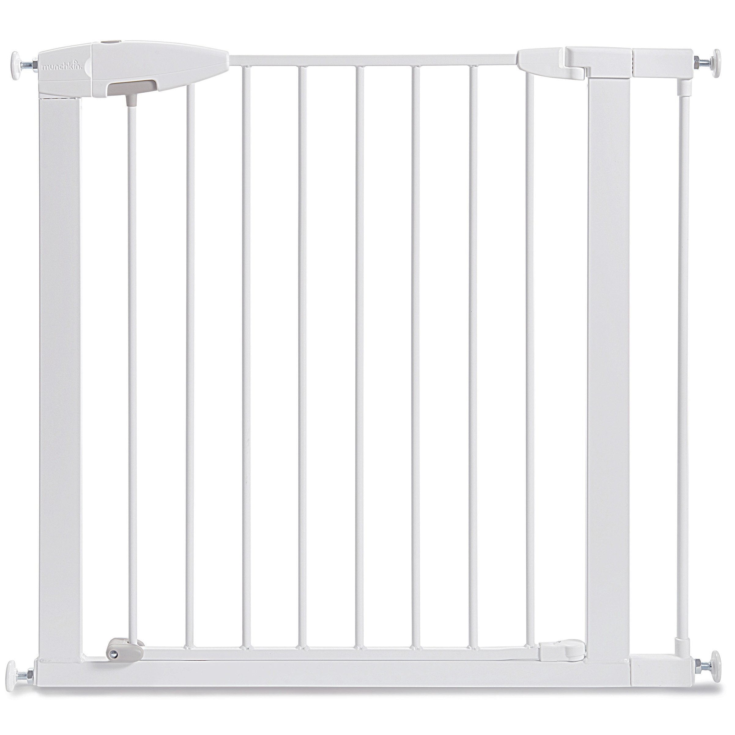 Munchkin Easy Close Pressure Mounted Baby Gate for Stairs, Hallways and Doors, Walk Through with Door, Metal, White, 35x29.5 Inc