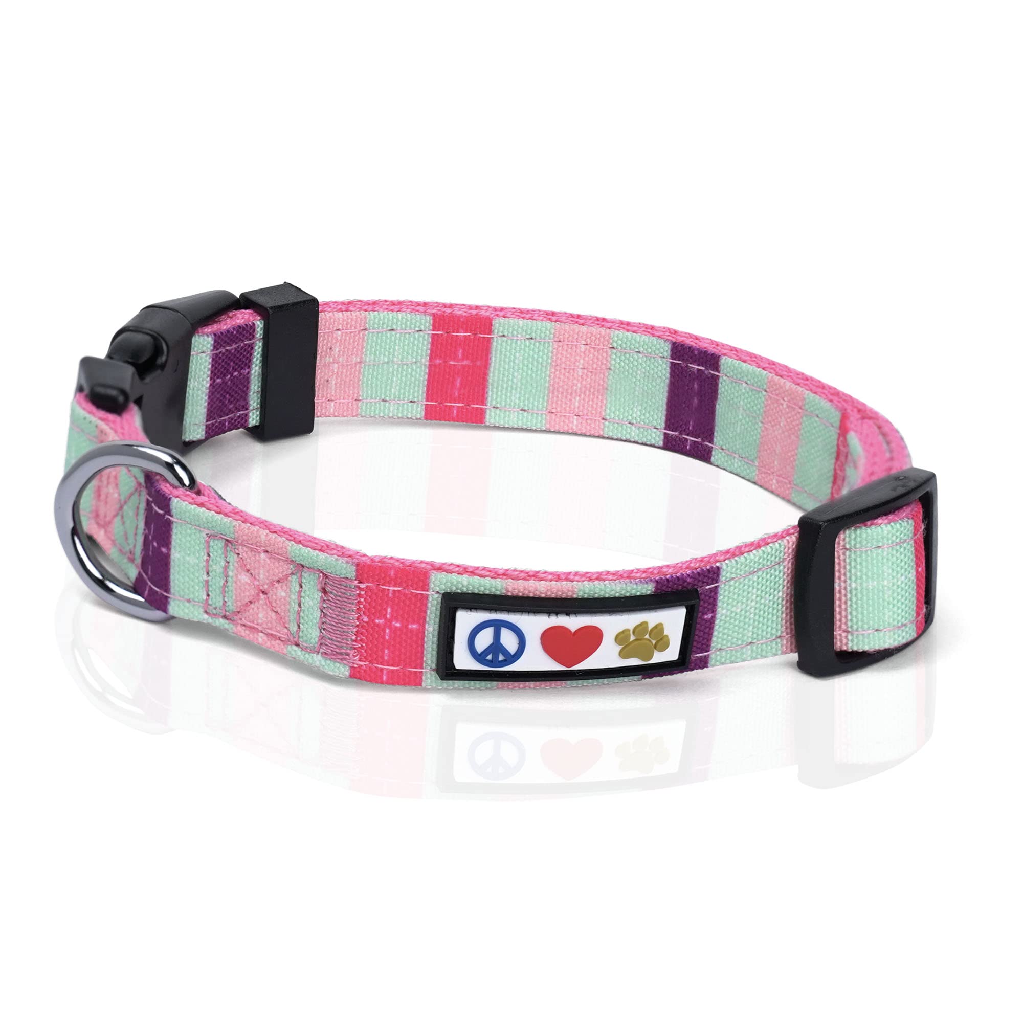 Pawtitas Multicolor Dog Collar Puppy Collar Pet Collar Multicolor Dog Collar Small Dog Collar Teal/Pink/Purple Dog Collar
