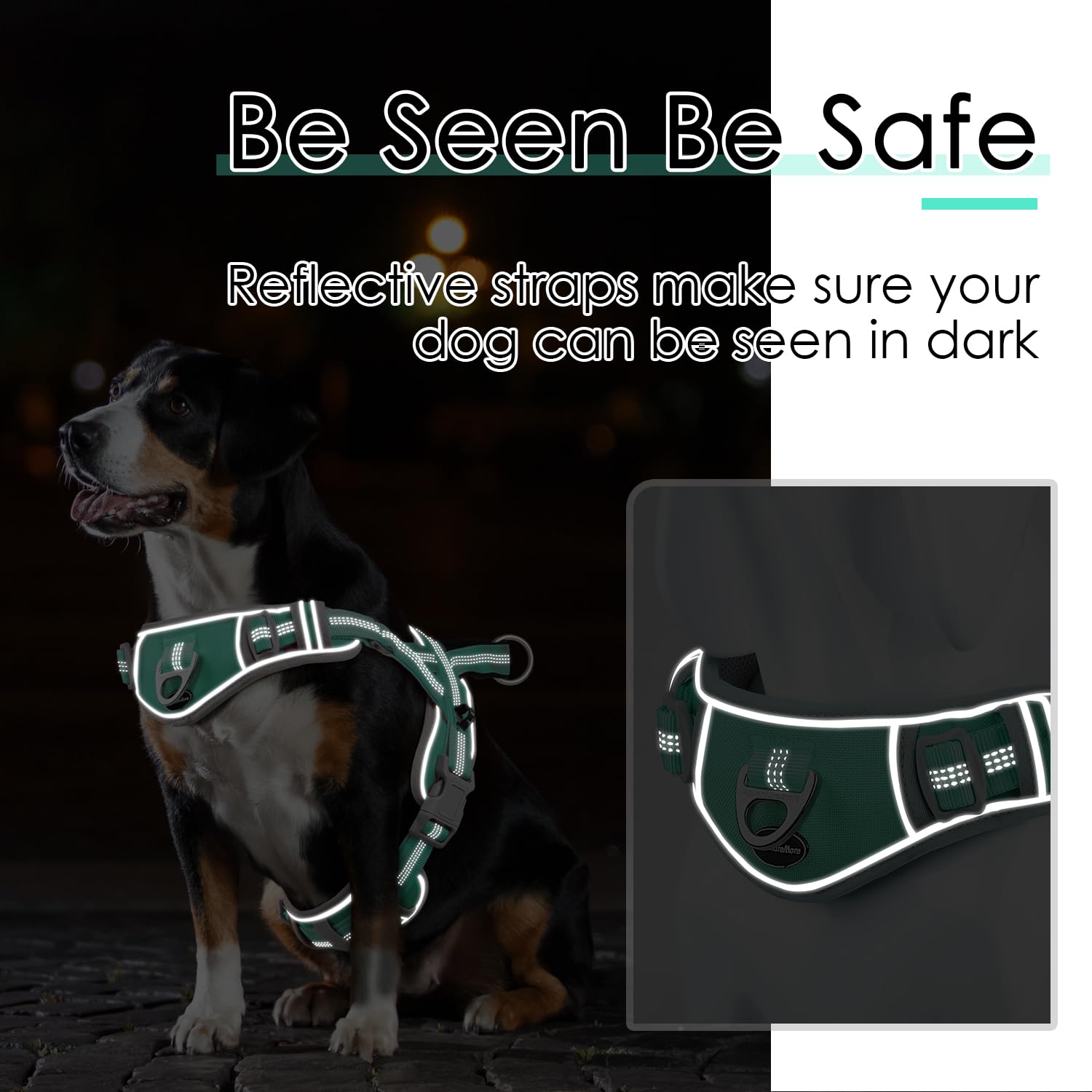 Adventuremore Small Dog No Pull Harness With Reflective Vest, Qr Code Dog Tag, Adjustable Front Clip Handle For Training Walking
