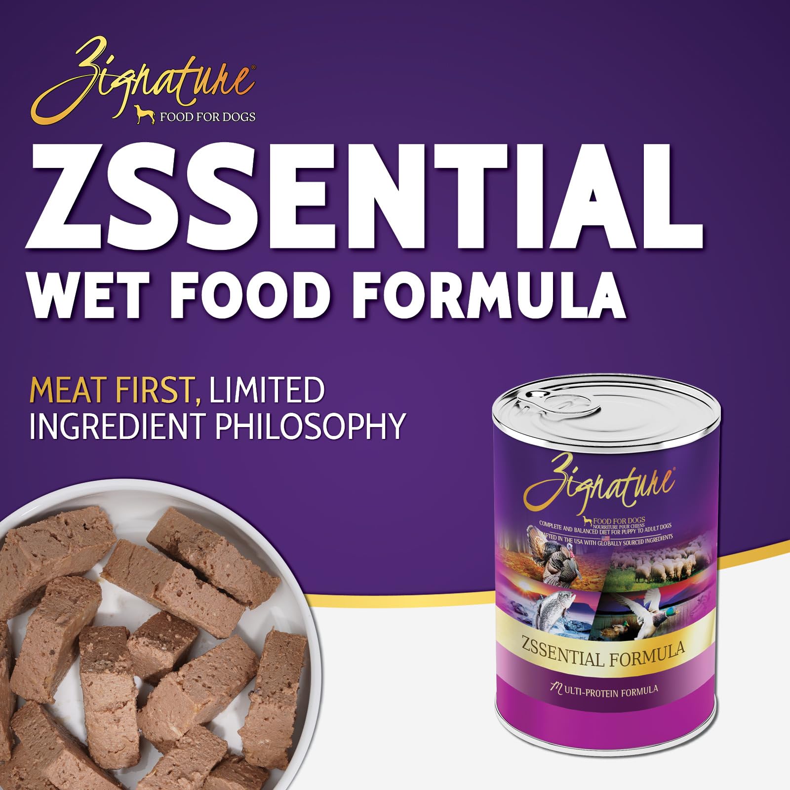 Zignature Zssential Formula Wet Canned Dog Food 13oz, case of 12