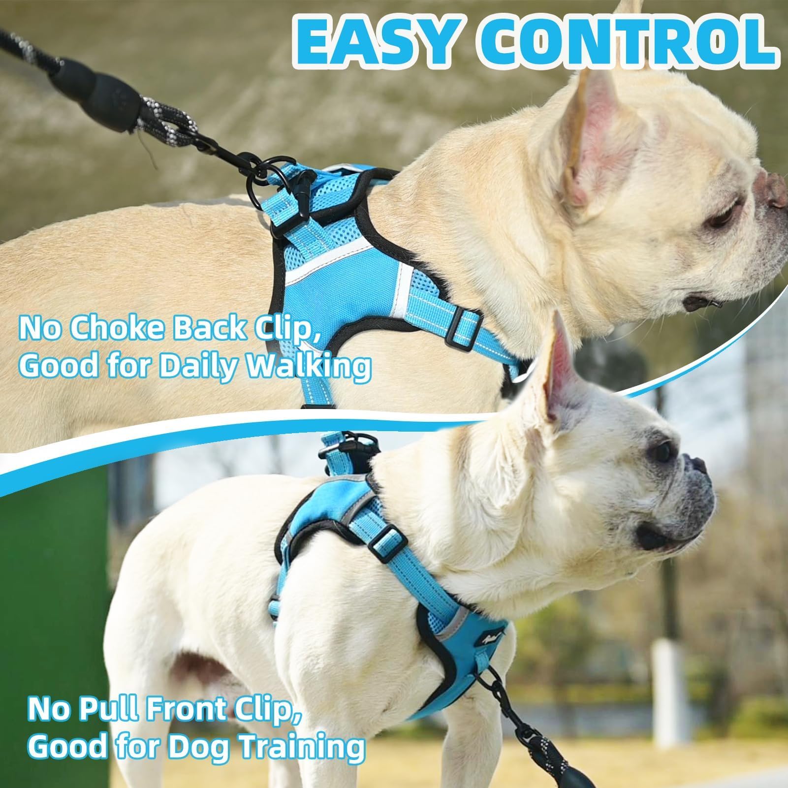 Pupteck No Pull Dog Harness Medium Sized Dog, Adjustable Reflective Escape Proof Easy Control, Comfortable Soft Padded Step In P