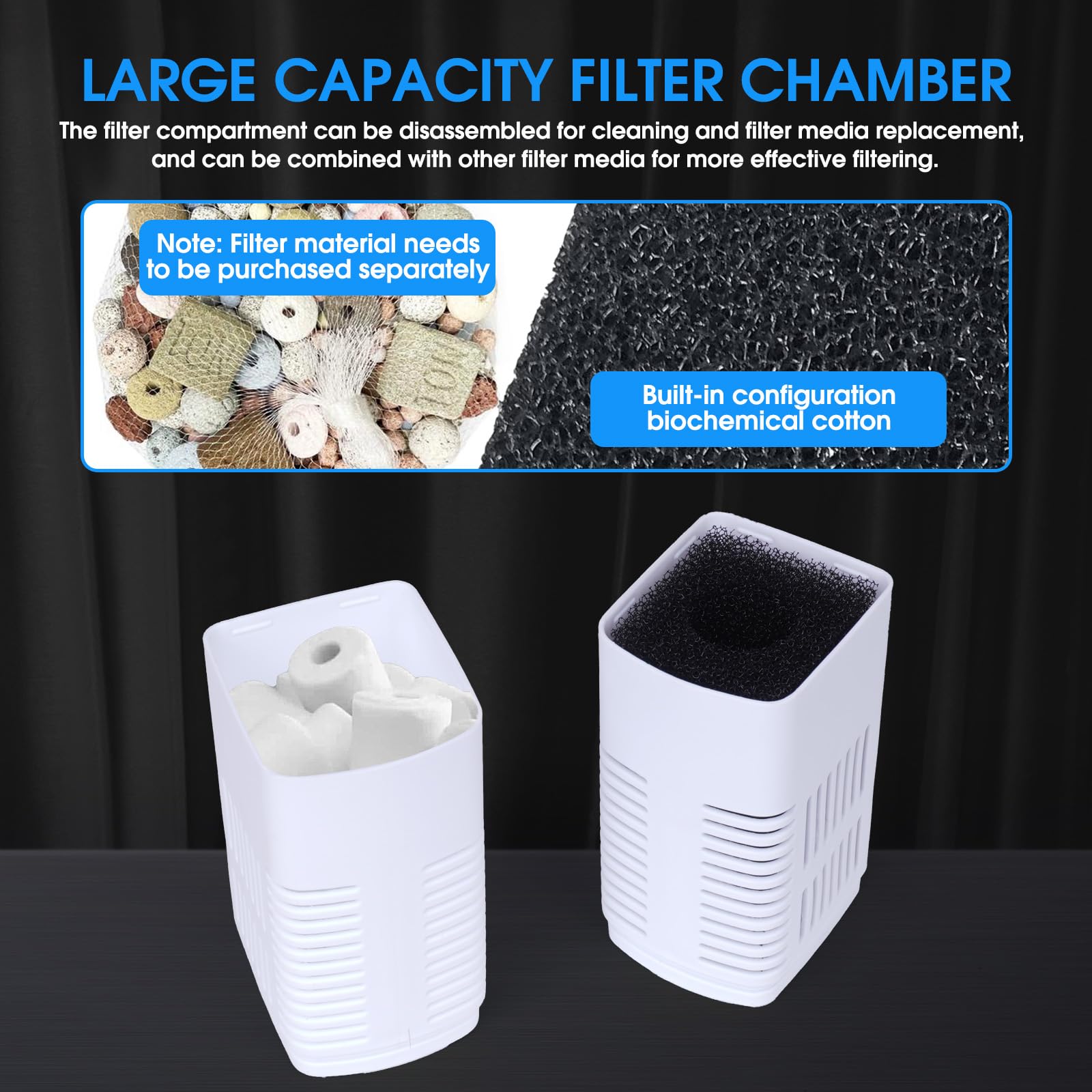Qiqiwader The Fish Tank Filter Is Suitable For 40-80 Gallon Aquariums, Filtering/Oxygenating/Water Circulation. Built-In Biochem