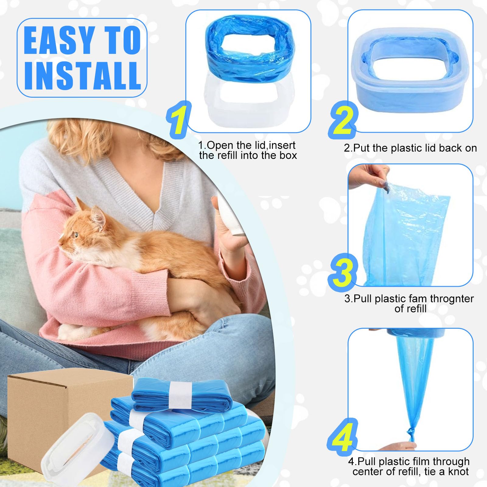 Astrallgn 12 Pack Cat Litter Refills, Scented, Compatible with Genie Bags, Blue