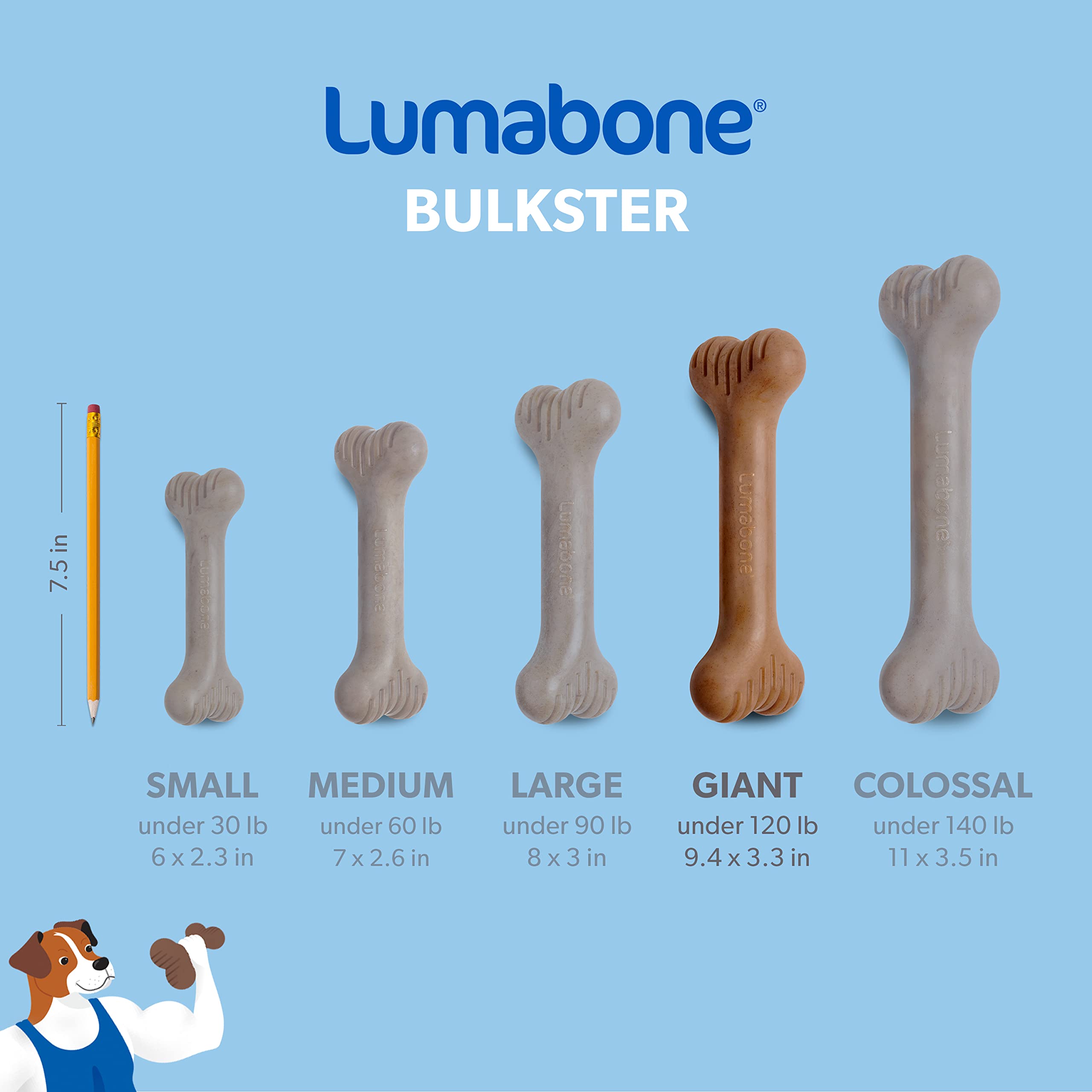 Lumabone Bulkster Durable Chew Toy for Aggressive Chewers - Real Bacon Flavor, Giant Size, Made in USA, Nylon Material