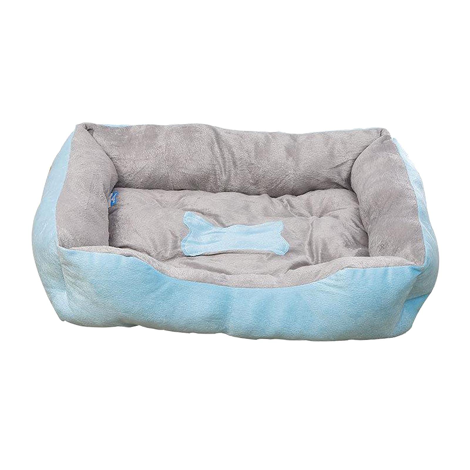 FABLOFT Soft Warm Pet Bed Dog Cat Cozy Cushion Mats Plush Bed Blanket Blue 58x46CM