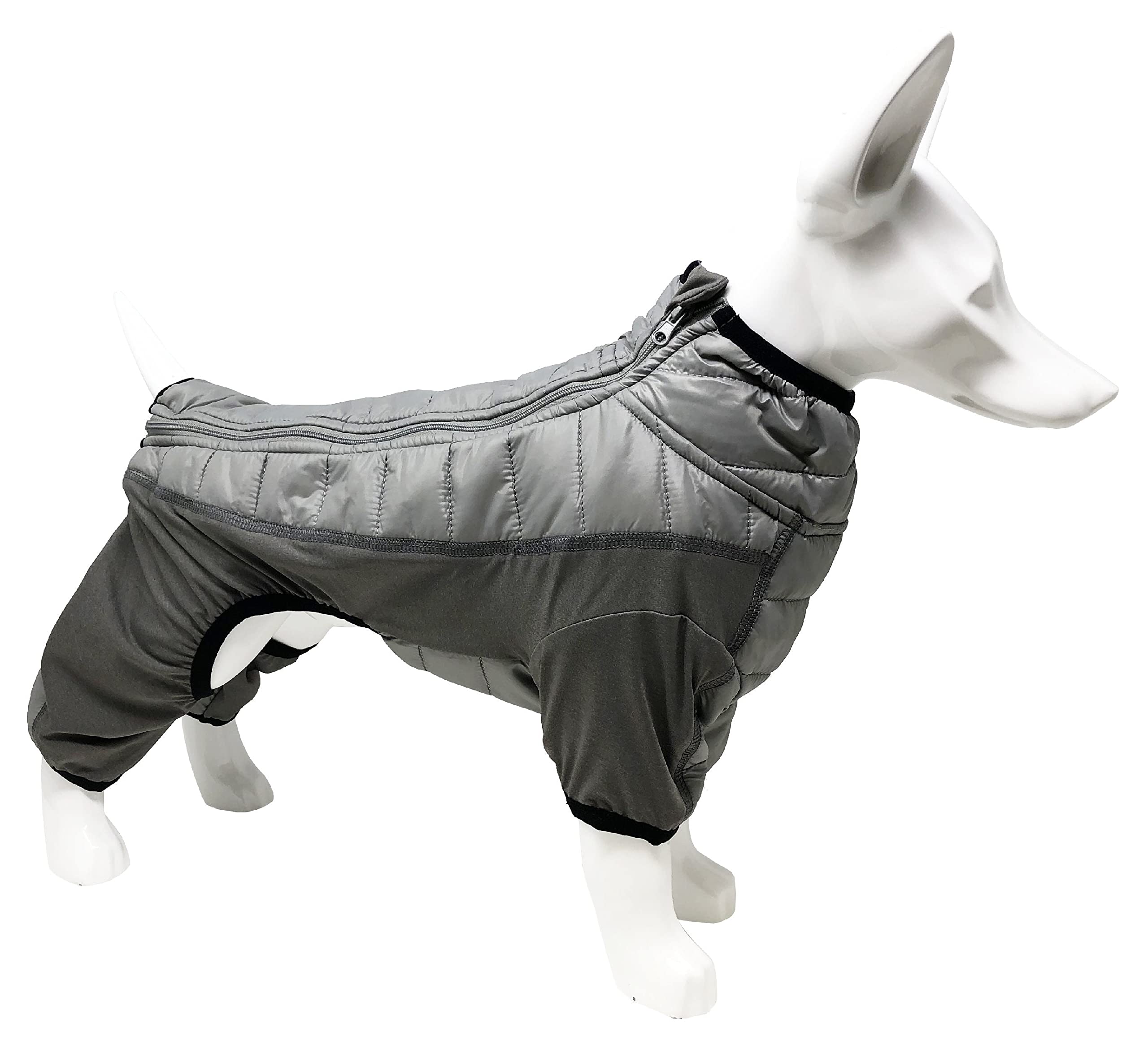 Pet Life Aura-Vent Lightweight 4-Season Stretch and Quick-Dry Full Body Dog Jacket, LG, Grey