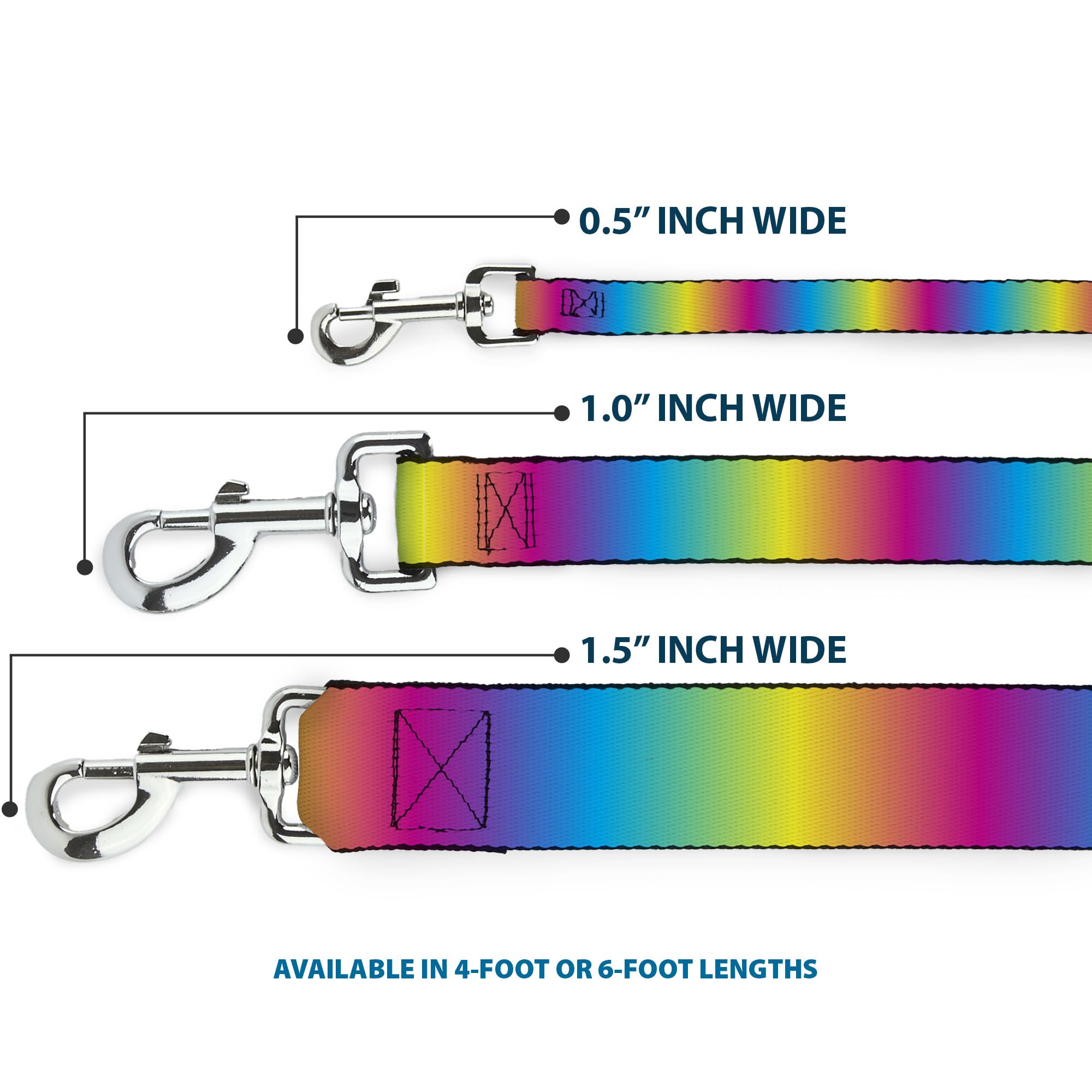 Buckle-Down Pet Leash - Rainbow Ombre - 4 Feet Long - 1.5 Wide