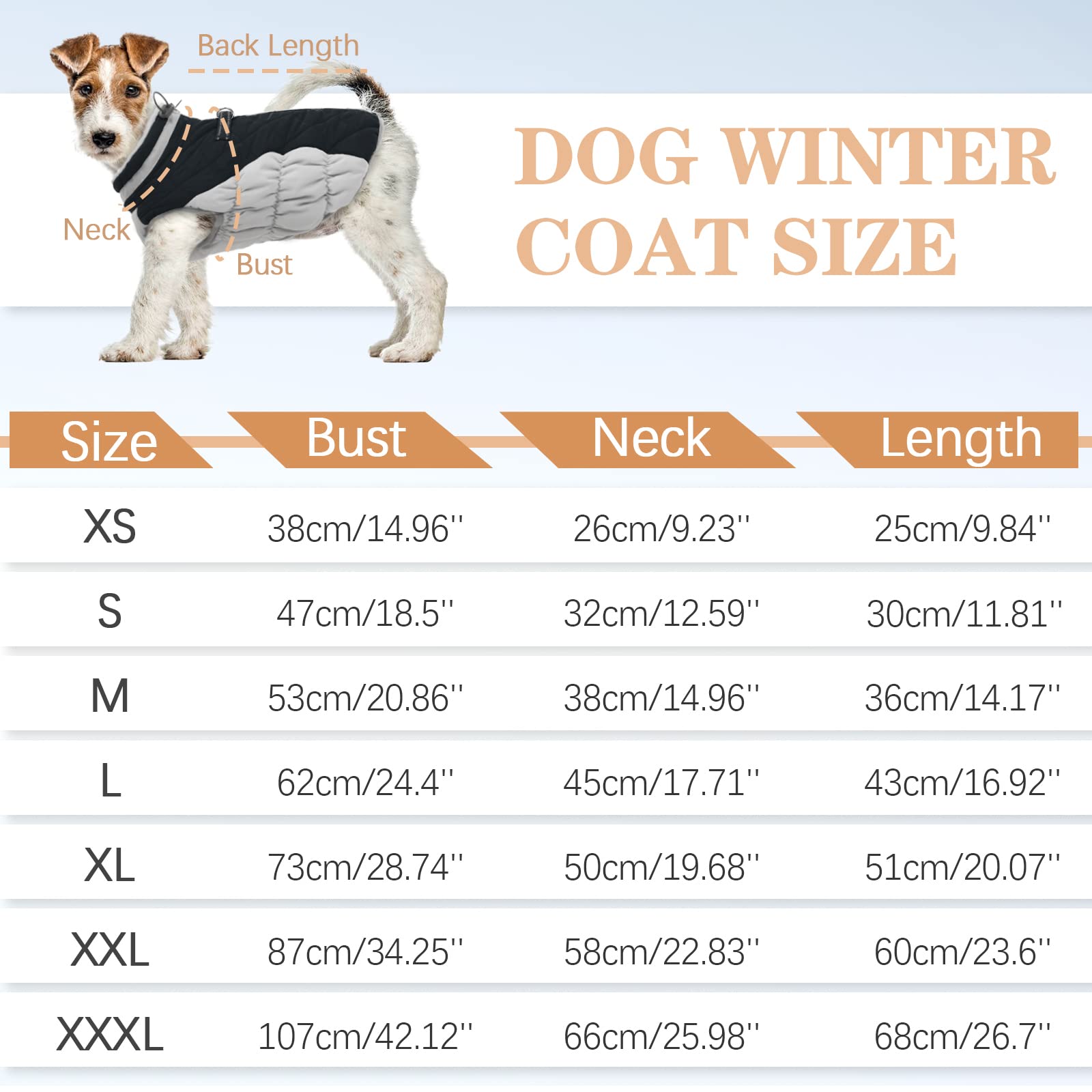 OUOBOB Dog Winter Jacket, Waterproof & Windproof Fleece Apparel, X-Small, Black, Model C96-126MF
