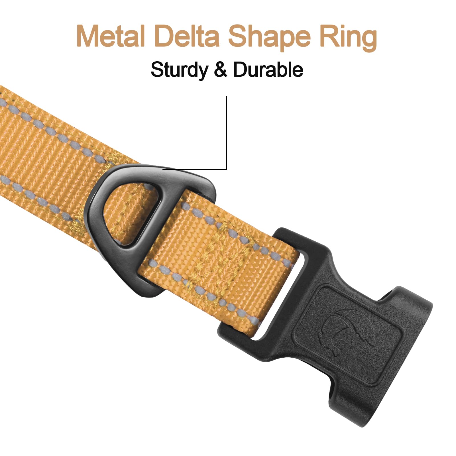 Joytale Reflective Dog Collar,Soft Neoprene Padded Breathable Nylon Pet Collar Adjustable For Extra Large Dogs,Tan,Xl