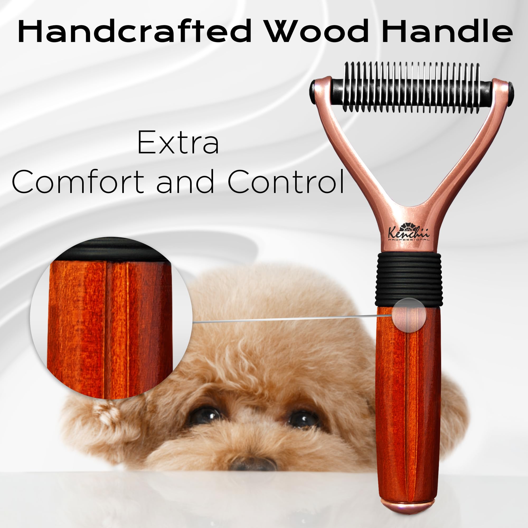 Kenchii Luxury Pet Grooming Rake - Enhance Your Pet'S Coat With Precision - Dematting Undercoat Rake For Dogs, Cats - Dog Brush For Shedding