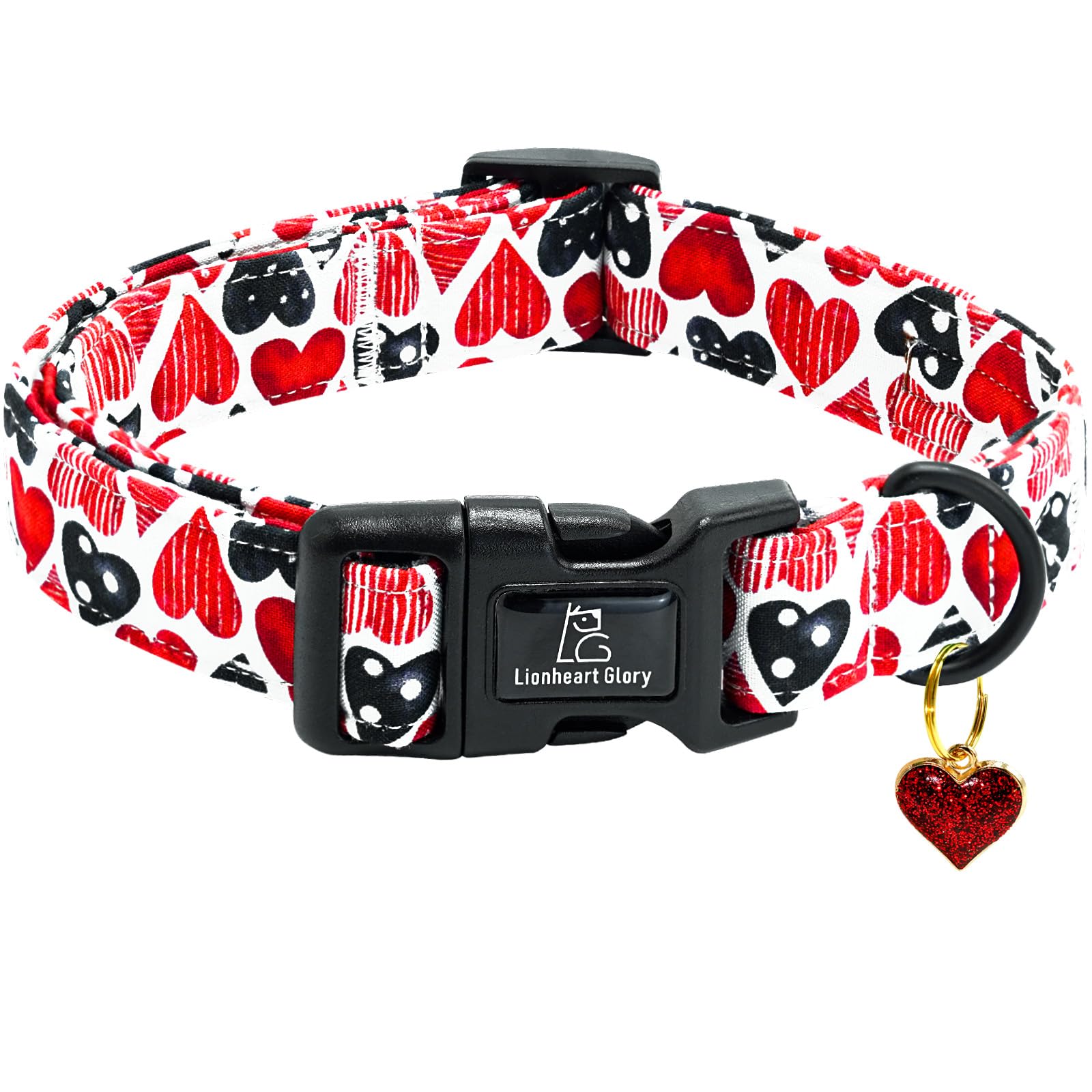 Lionheart Glory Valentine Collar-Red Hearts Dog Collar For Medium Cute Dog Collars Spring Female Male Pet Gift Adjustable Heavy-
