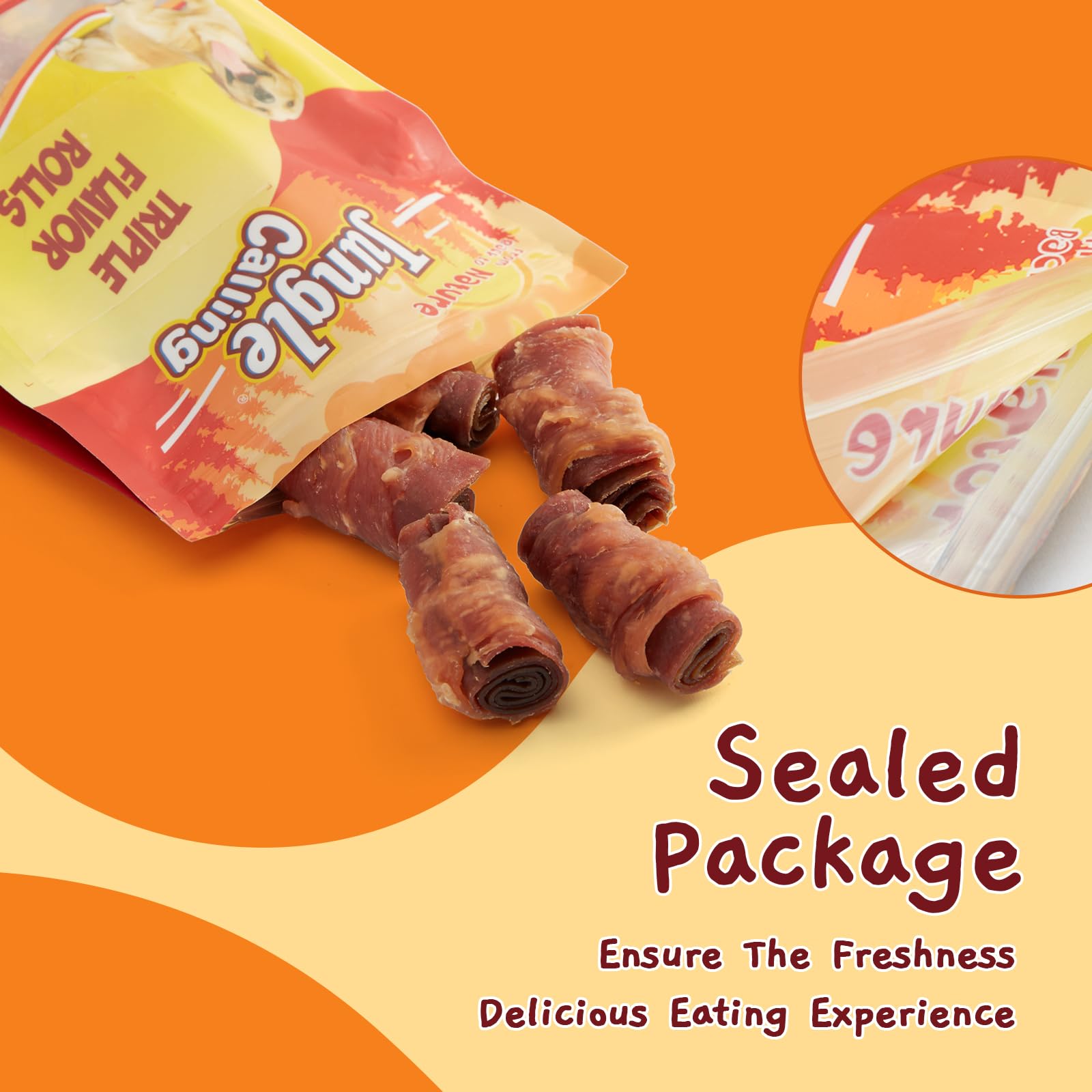 Jungle Calling Triple Flavor Rolls Dog Treats, Chicken Duck Beef, Rawhide Free, 10.6 oz, High Protein, Easily Digestible