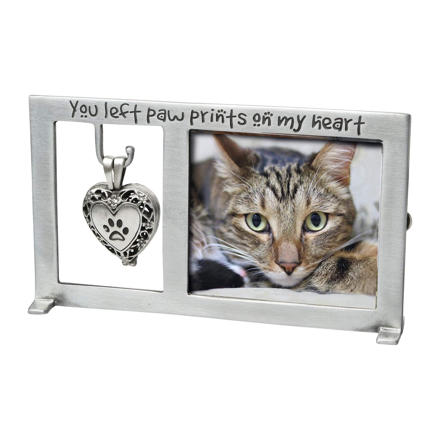 Cathedral Art Paw Prints on My Heart Pet Memorial Frame, 2.25"x2.5", Silver, Metal, Model PF404