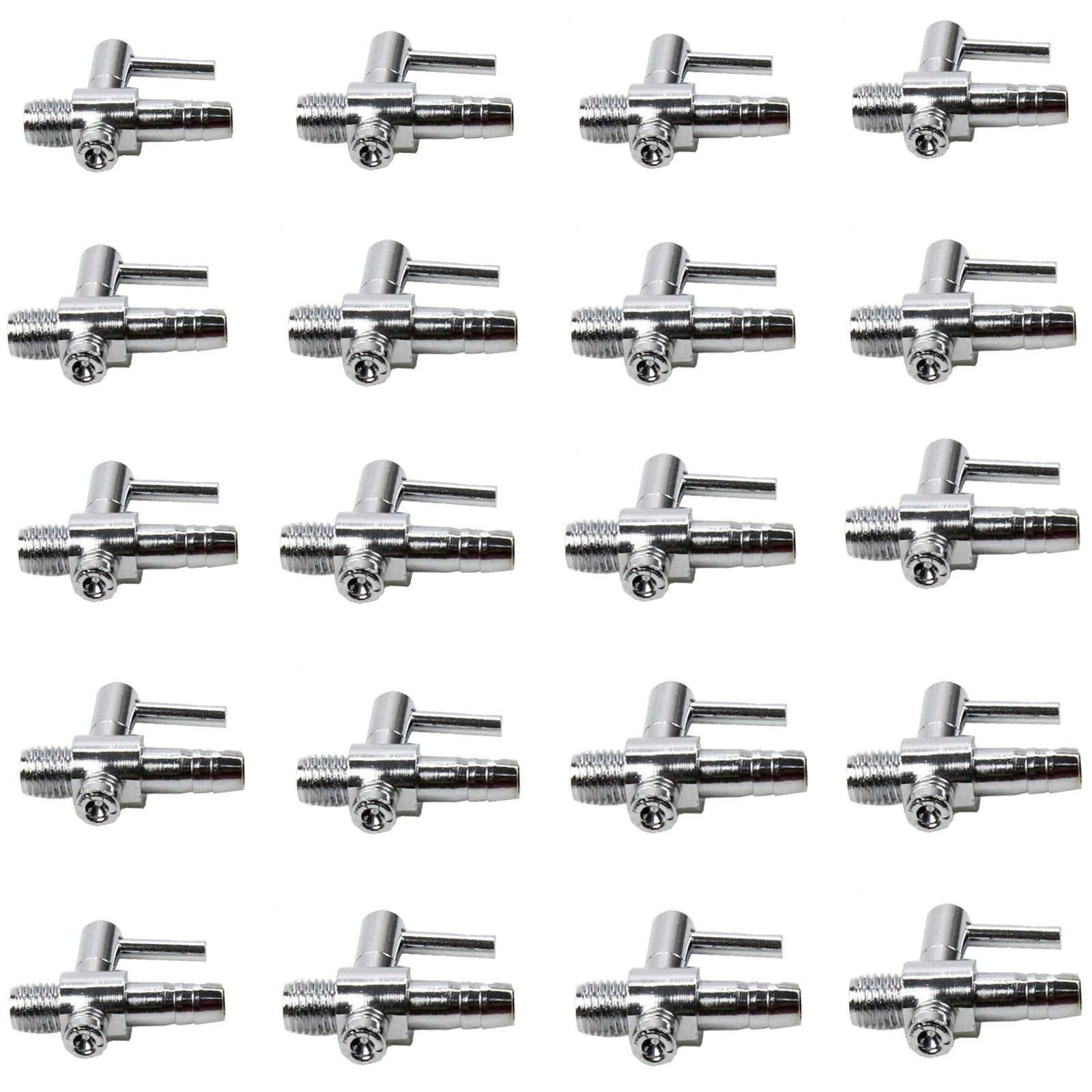 AQUANEAT 1 Way Thread Valves - Air Flow Control Manifolds for Pumps, Metal, 20pcs, Model AV-102