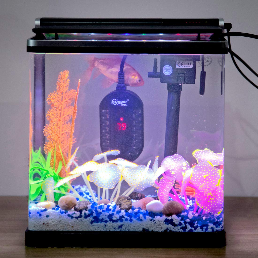 Hygger Mini Glass Aquarium Heater Adjustable Led Digital Temperature Display Small Tank Heater For Turtle Betta Fish Bowl With Protective Guard 50W