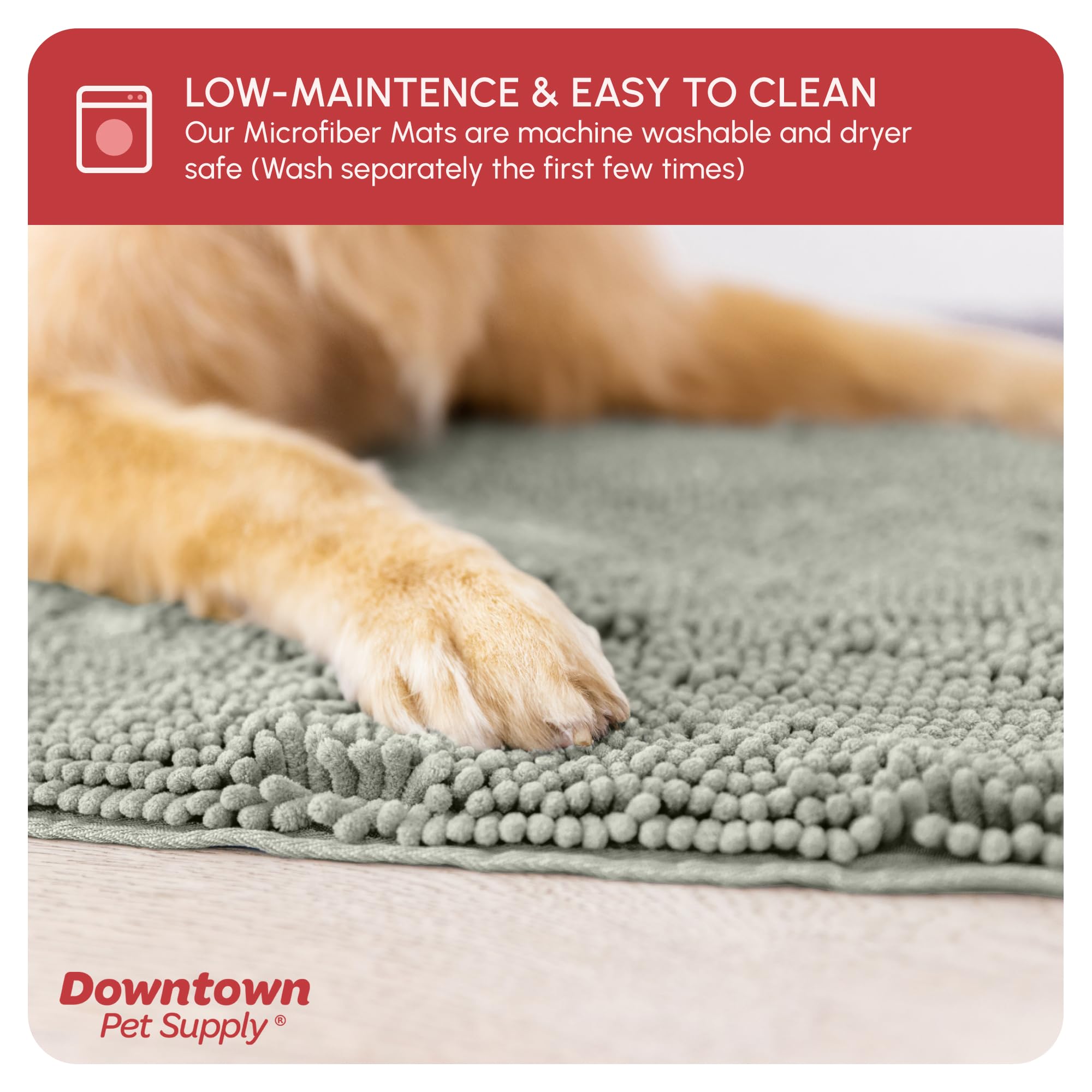 My Doggy Place Microfiber Dog Mat for Muddy Paws, 36 x 26 Light Grey - Absorbent and Quick-Drying Dog Paw Cleaning Mat, Washer a