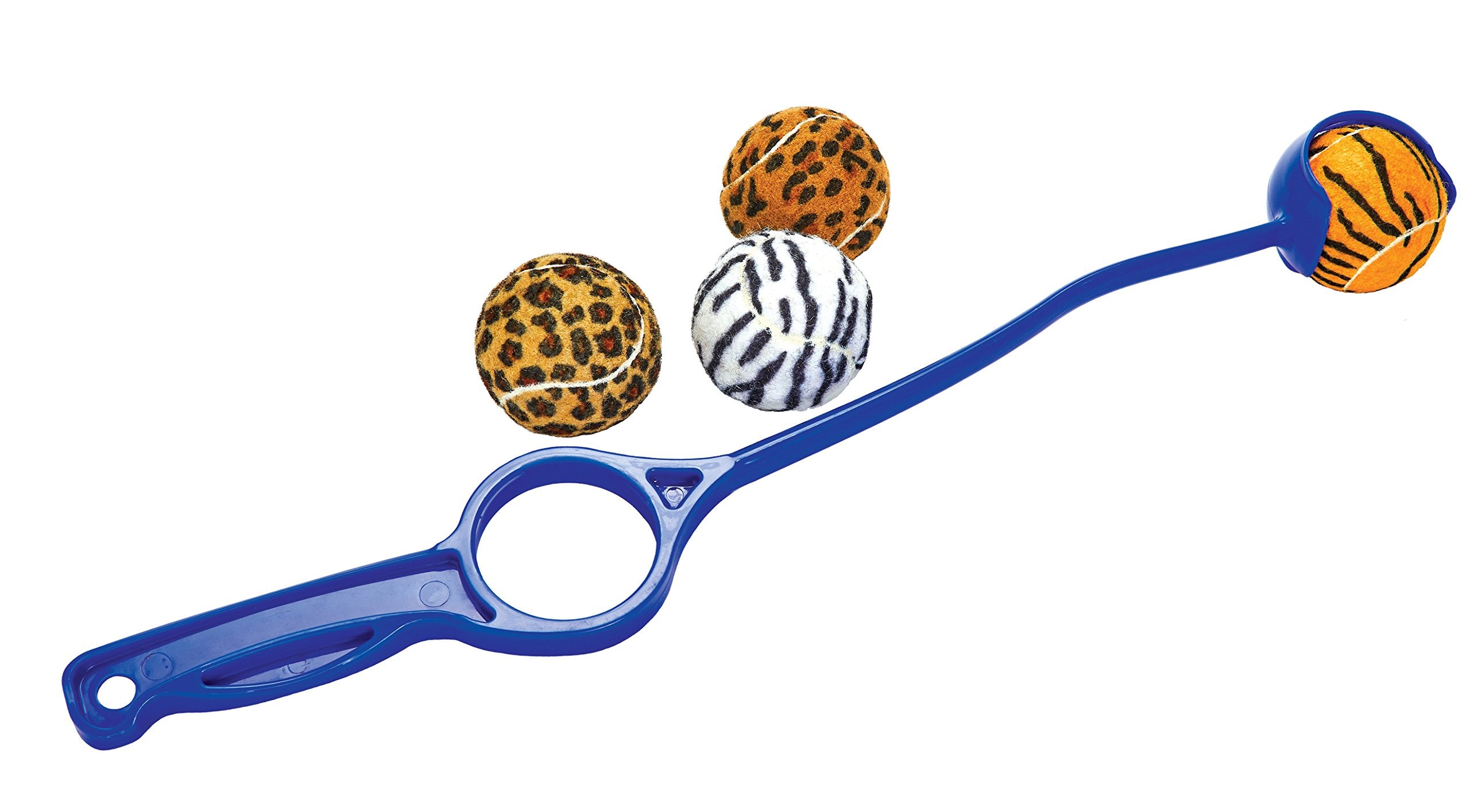 Unique Sports Launch-It Dog Ball Launcher With 4 Animal Print Squeaker Balls