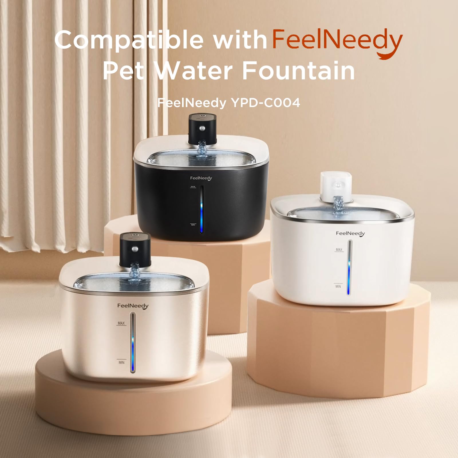 Feelneedy 6 Pack Cat Water Fountain Filter & 6 Pack Pump Filter Sponges Replacement, Pet Water Fountain Filter For 135 Fl Oz/4L