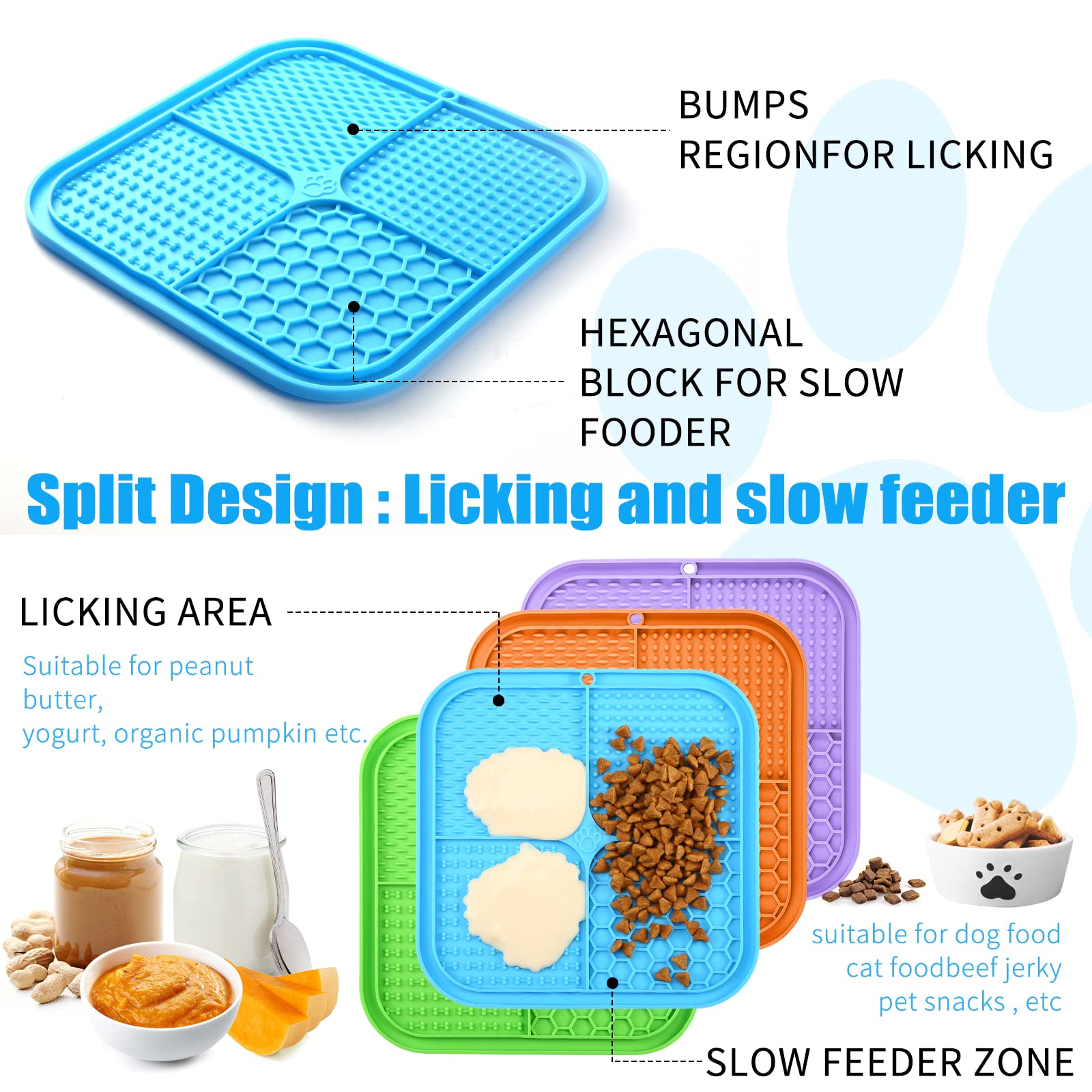 Dog Licking Mat Slow Feeder for Dogs, Premium Lick Pad with Suction Cups for Dog Anxiety Relief, Slow Feeder Dog Bowls, Bathing,