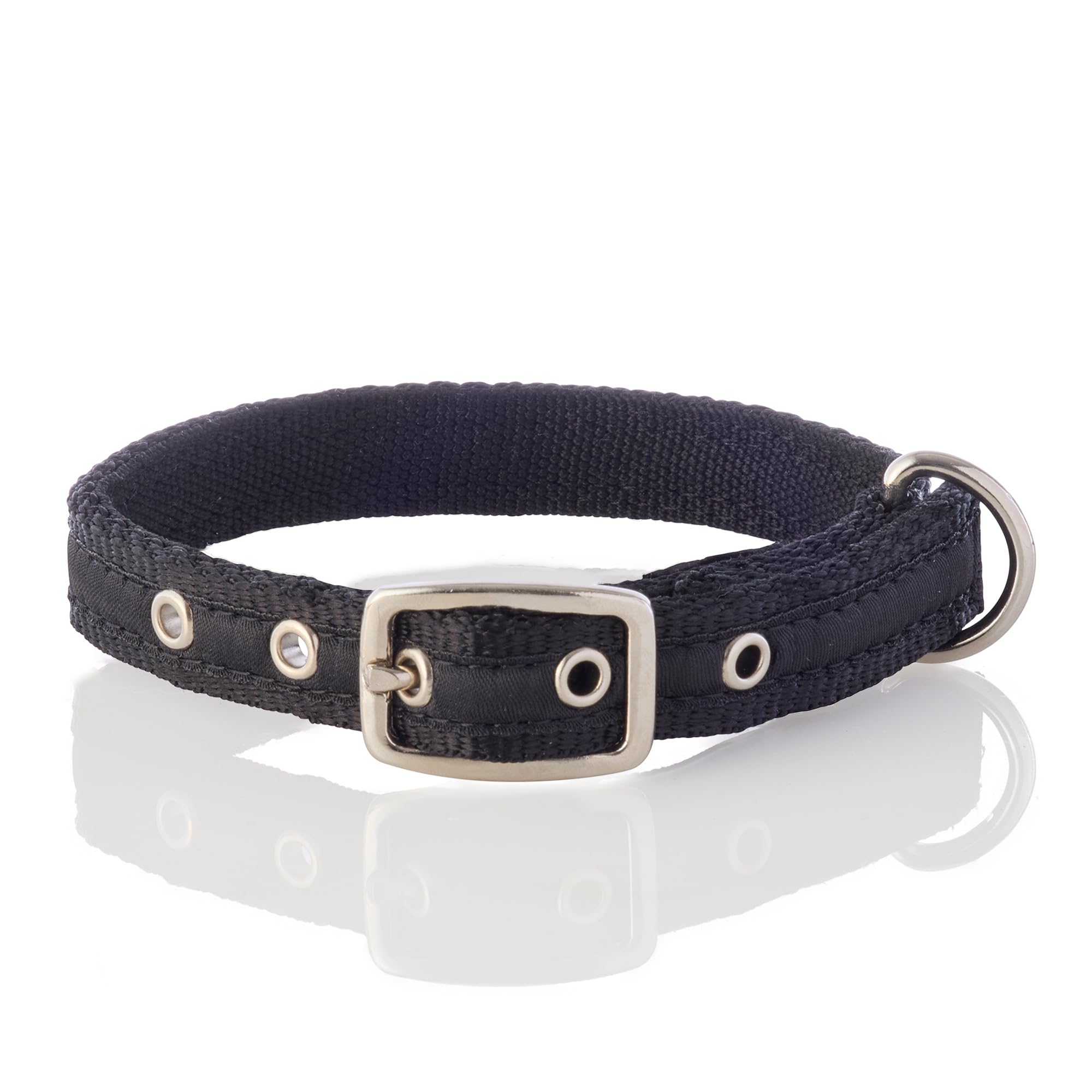 Pet Passion Adjustable Recycled Ribbon Dog Collar For All Pet Breeds, Black, Large