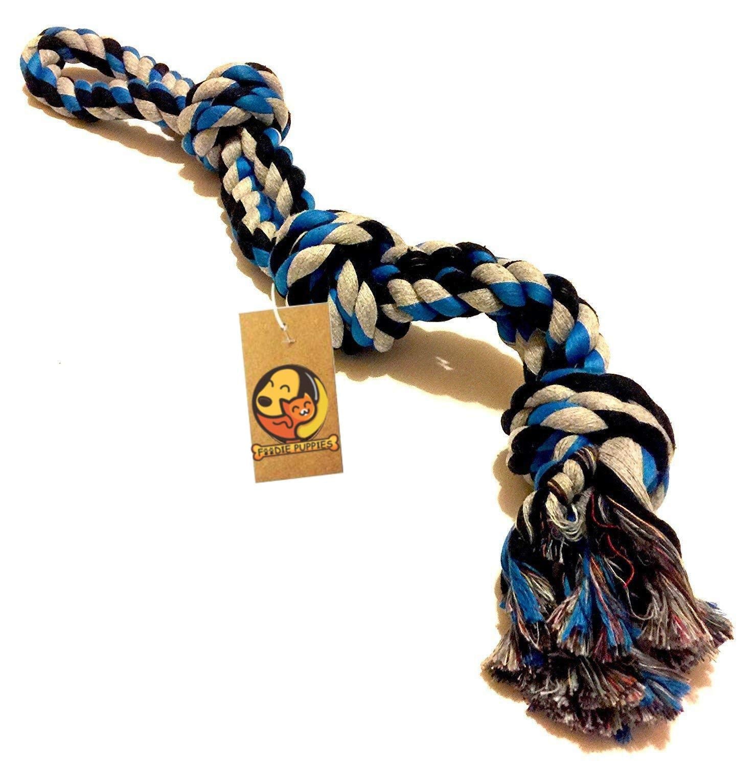 Foodie Puppies Extra Durable Thick Knots Cotton Rope Chew Toy (Color May Vary) | Chewing, Fetching, Playing, Teething & Training