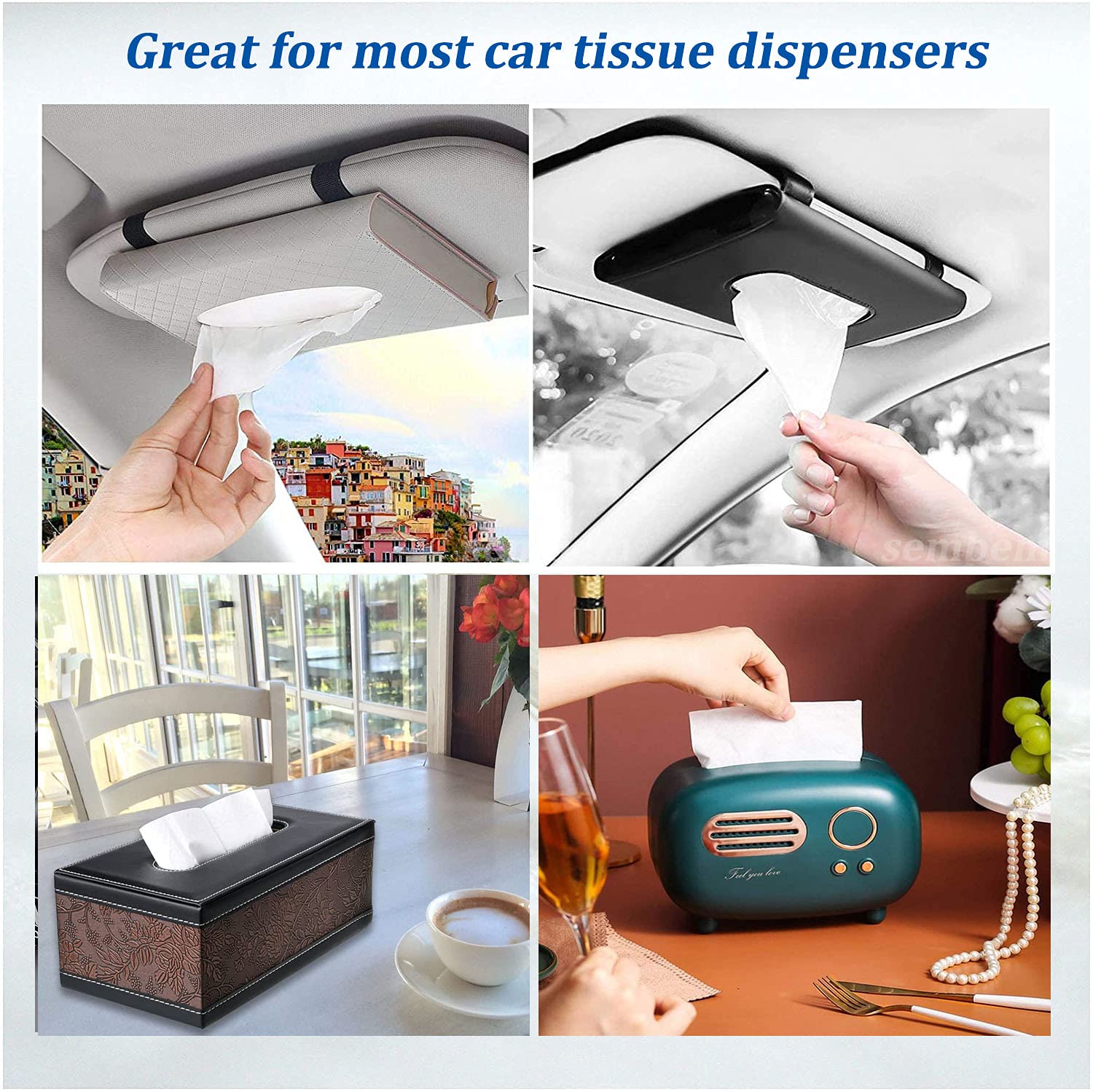 Car Tissue Refill, Tissues Travel Size Pack For Car Or Purse, 15 Packets, 450 Sheets, Soft And Comfortable