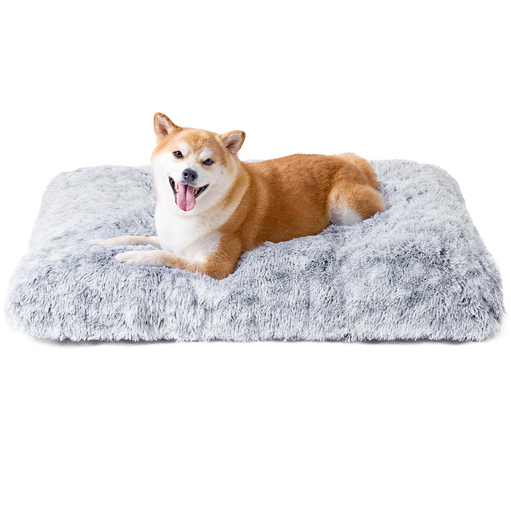 Eheyciga Fluffy Dog Crate Bed For Large Dogs, Plush Faux Fur Dog Crate Pad, Calming Anti Anxiety Large Dog Bed For Crate, Washable Soft Warm Dog Crate Mat With Non-Slip Bottom