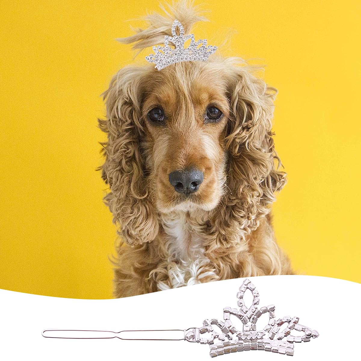 PET SHOW Dog Tiara Crown Hair Clips Bows for Small Dogs Costume Crystal Rhinestone Girls Puppies Barrette Grooming Hair Accessor