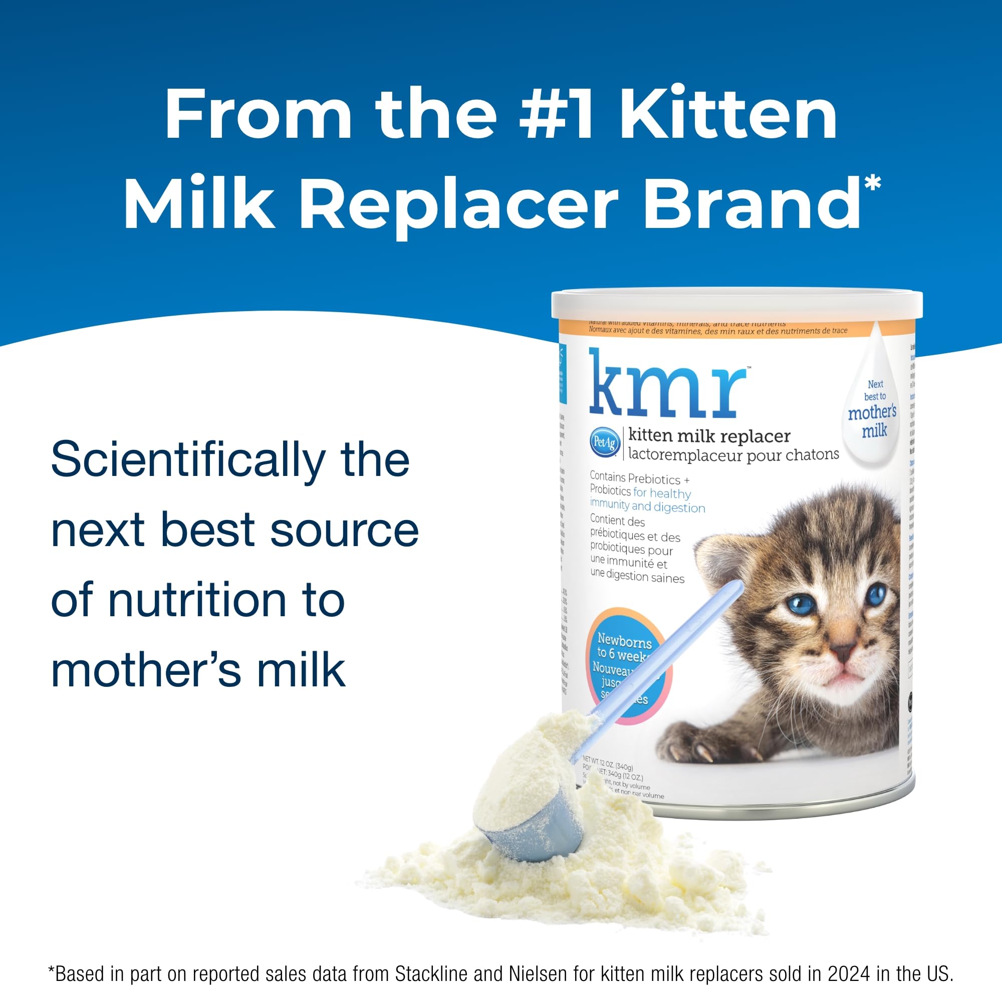 Pet-Ag KMR Kitten Milk Replacer Powder - 12 oz - Powdered Kitten Formula with Prebiotics, Probiotics & Vitamins for Kittens Newb