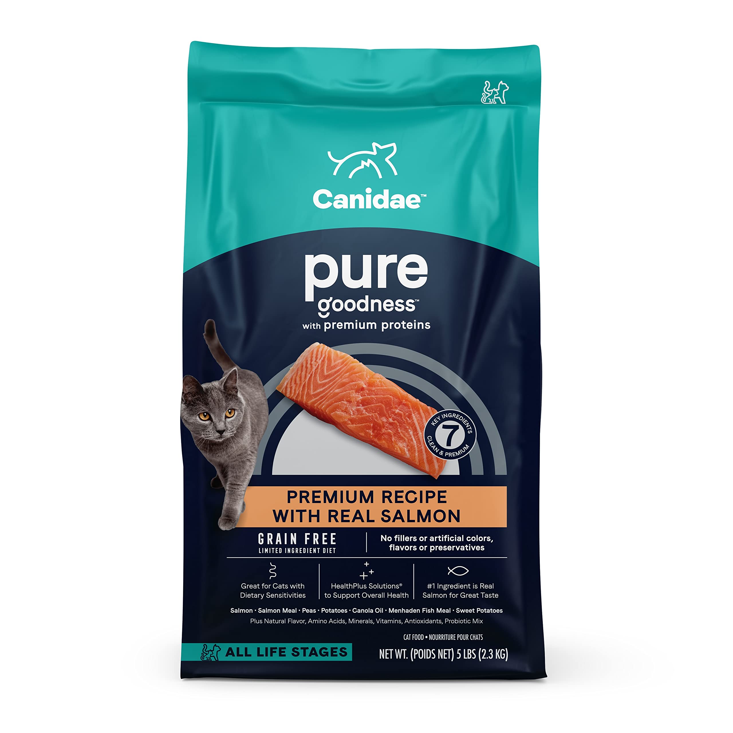 Canidae Pure Limited Ingredient Premium Dry Cat Food, Real Salmon Recipe, 5 lbs, Grain Free