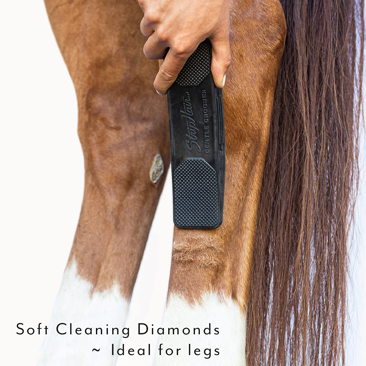 Striphair Gentle Groomer - Original For Horses Dogs 6-In-1 Shedding Grooming Massage (Black)