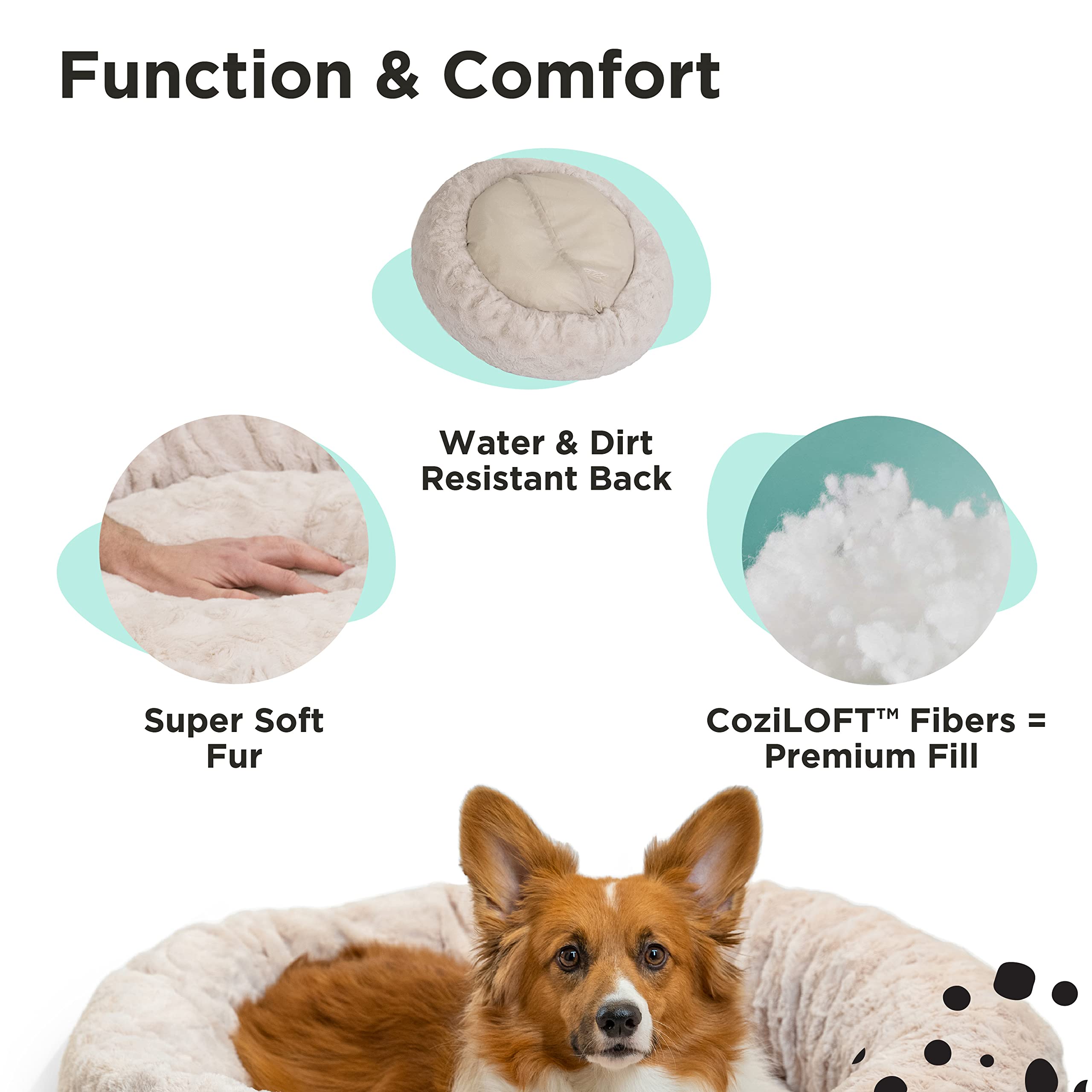 Best Friends By Sheri The Original Calming Donut Cat And Dog Bed In Lux Fur Charcoal Mink, Medium 30X30
