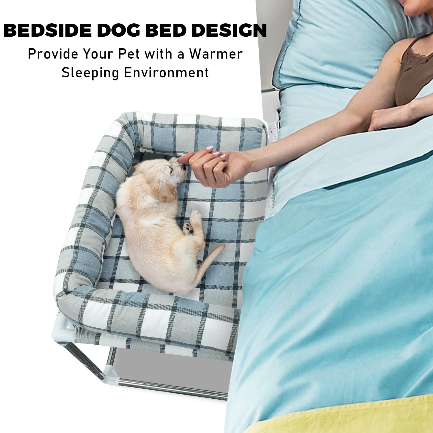 Bedside Cosleeper Pet Dog Bed - Dog Beds With Pillow Extension Attached To Human Bed Height Raised Pet Window Perch (26'' X 20''