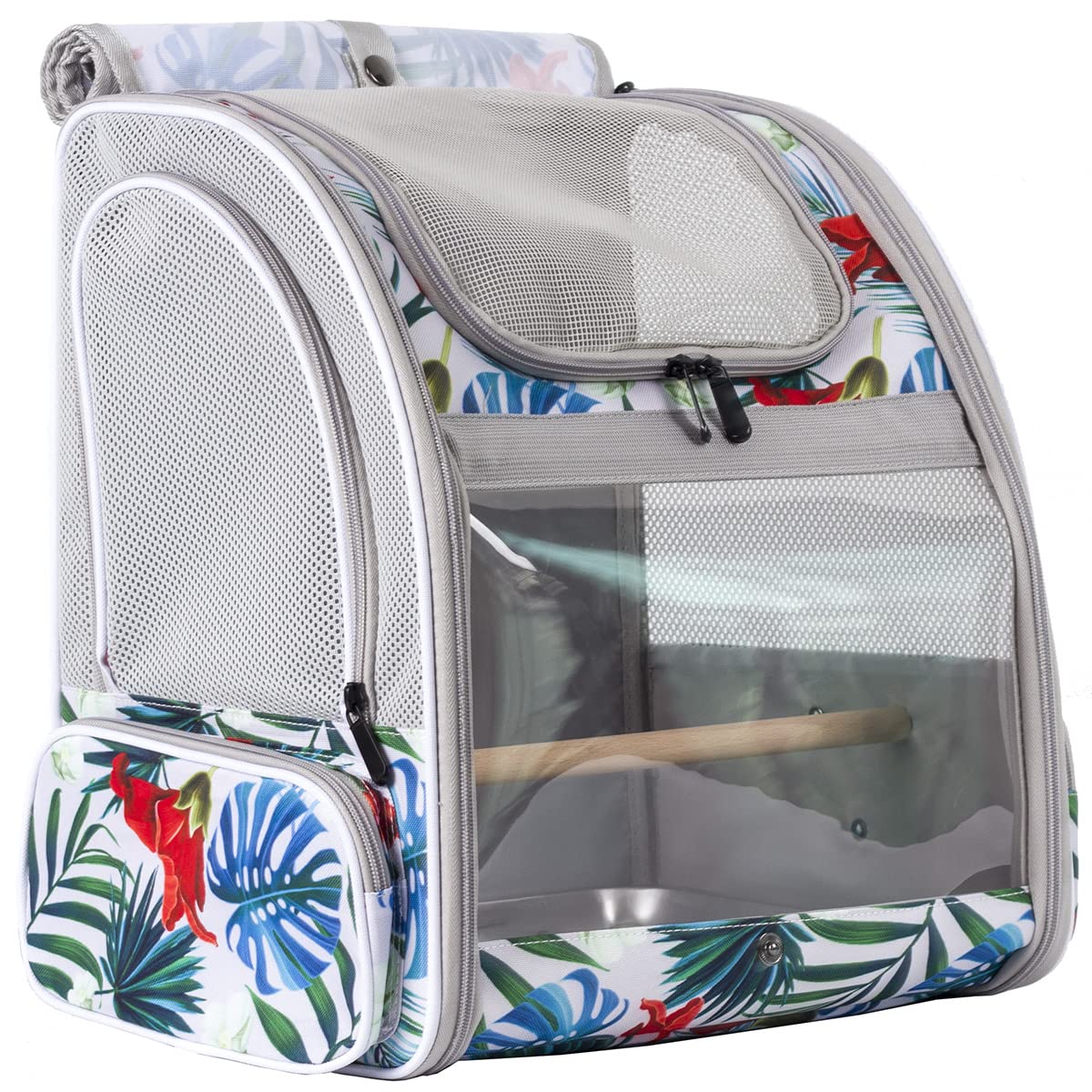 Bird Carrier Backpack With Wooden Stand Perch, Bird Travel Carrier Backpack (Multi-Colored, Bird Backpack)