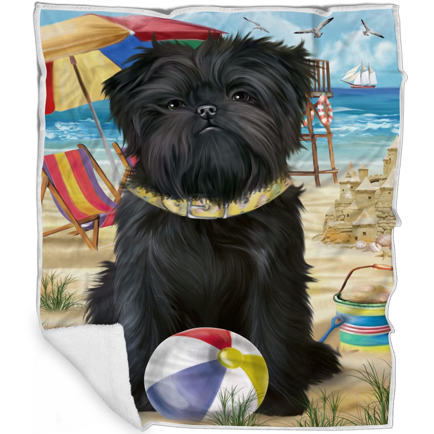 Pet Friendly Beach Affenfinscher Dog Blanket  Lightweight Super Soft Cozy and Durable Bed Blanket  Animal Theme Fuzzy Blanket 