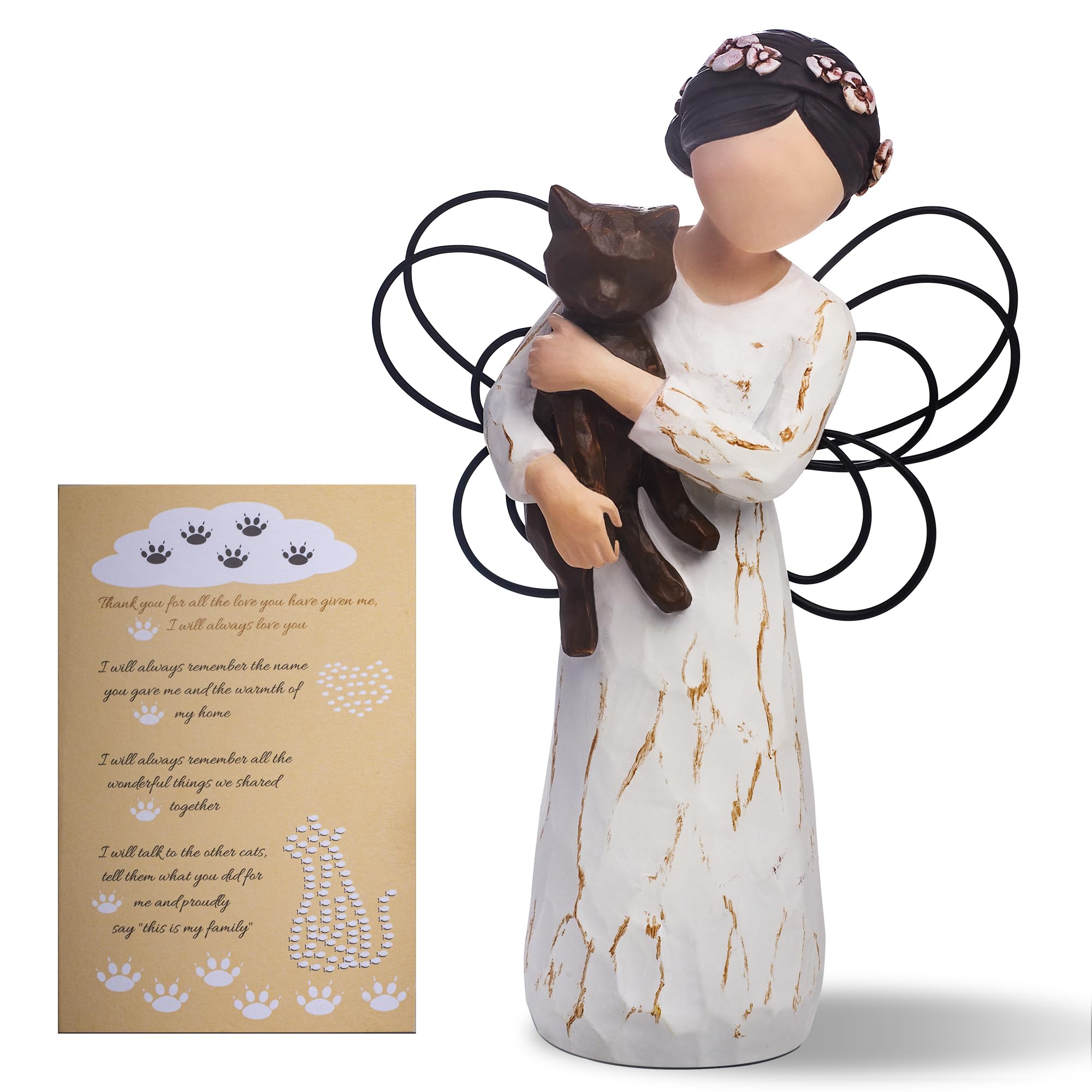 Siguejor Cat Memorial Gifts, Cat Memorial Gifts For Loss Of Cat, Pet Cat Remembrance Gifts, Hand-Painted Collectible Cat Angel F