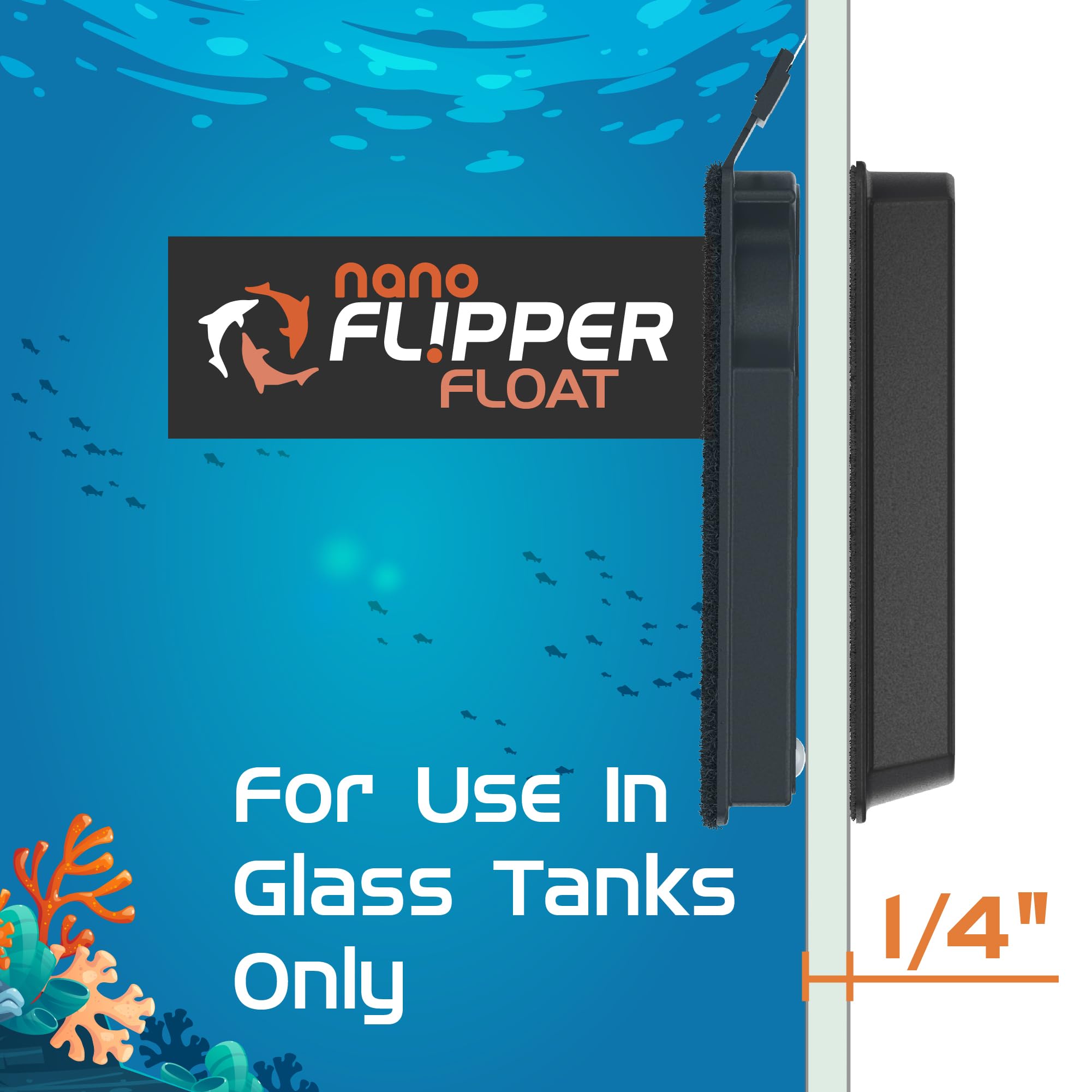 Fl!Pper Flipper Cleaner Float - 2-In-1 Floating Magnetic Aquarium Glass Cleaner - Fish Tank Cleaner - Scrubber & Scraper Aquarium Cleaning Tools - Floating Fish Tank Cleaner, Nano