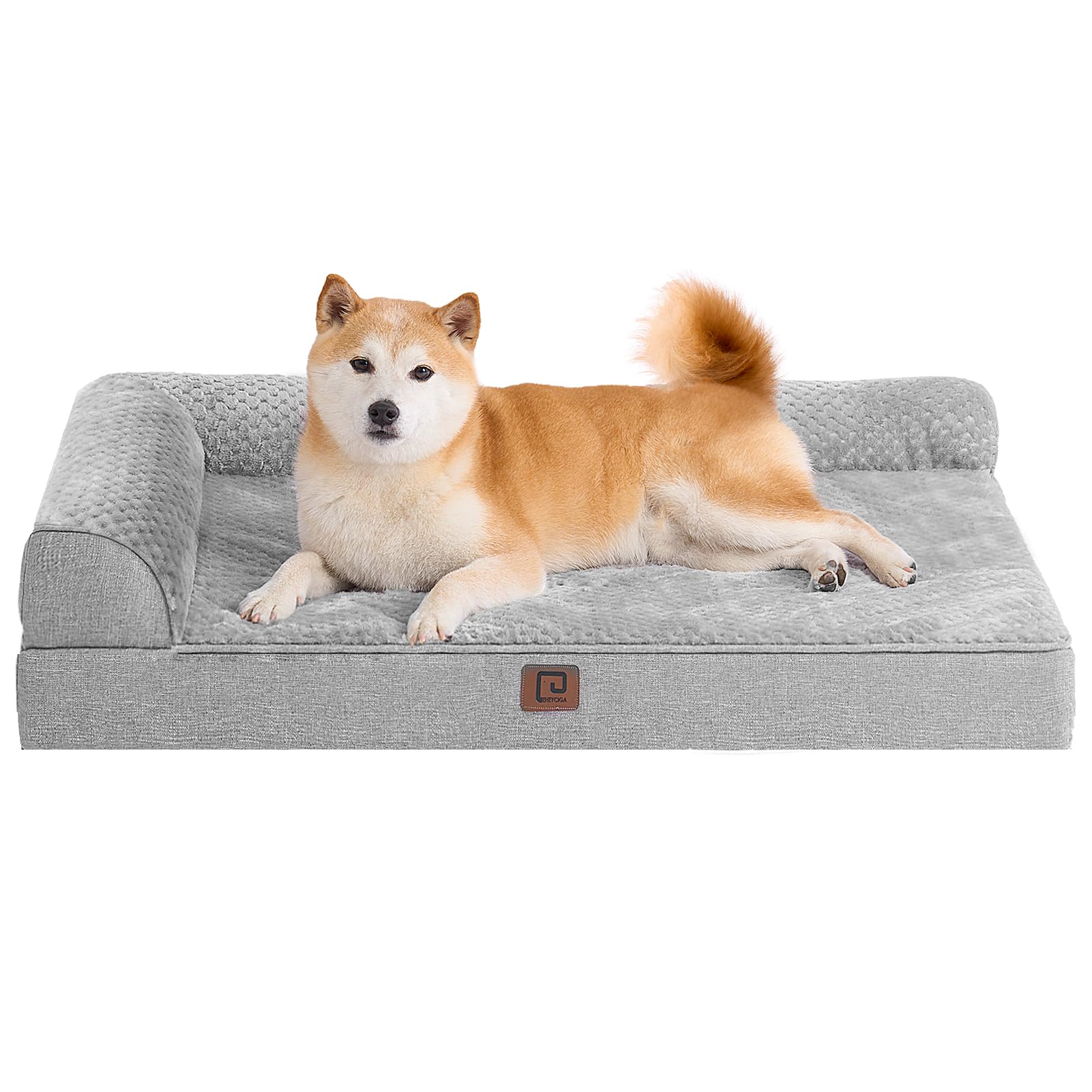 Eheyciga Memory Foam Orthopedic Dog Beds Large Sized Dog With Waterproof Lining, Washable Dog Sofa Bed With Removable Cover And Nonskid Bottom For Crate Pet Couch Bed, 35X23 Inches, Grey