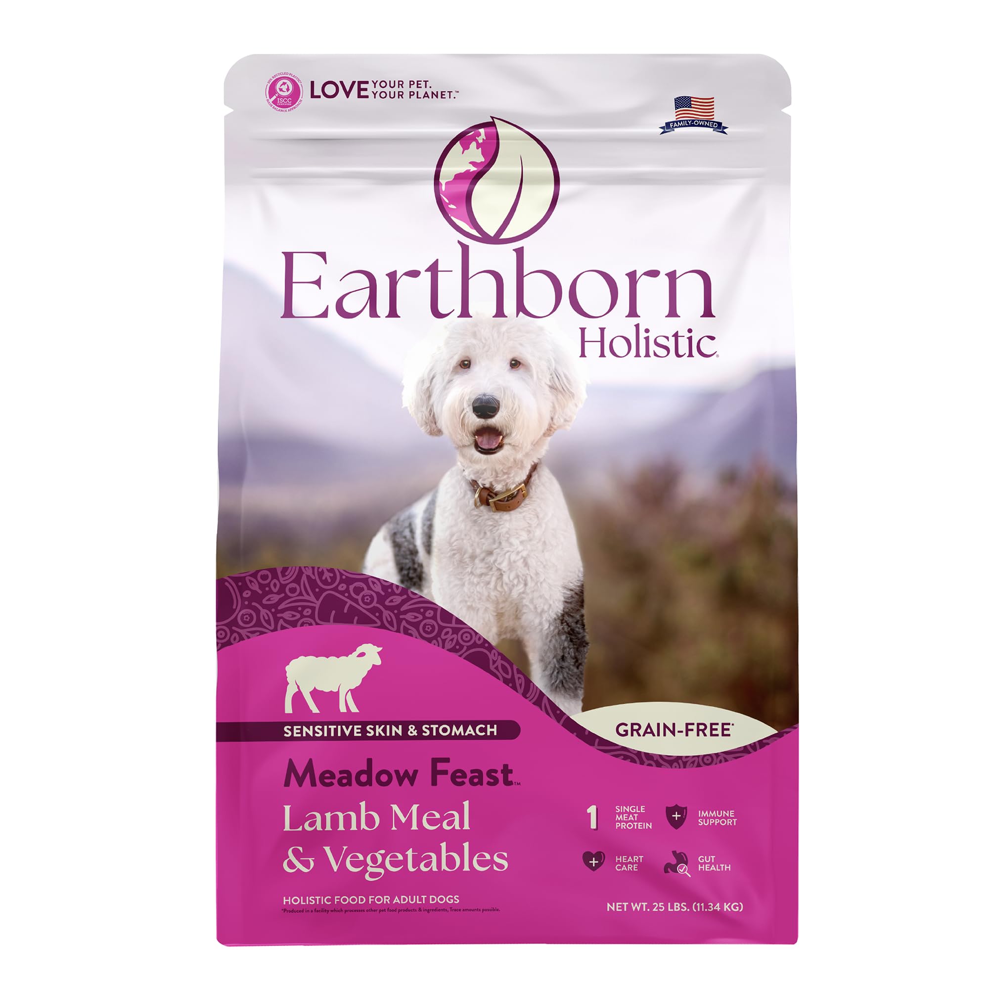 Earthborn Holistic Meadow Feast Lamb Meal & Vegetables Grain-Free Dry Dog Food 25 lb
